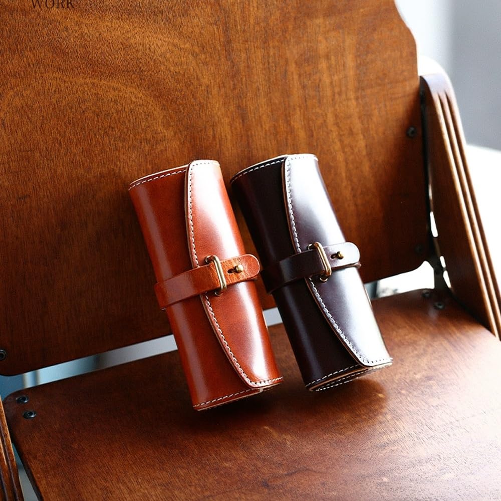 Skórzane etui na okulary, przenośne etui na okulary przeciwsłoneczne odporne na ściskanie, wąskie etui dla kobiet mężczyzn, retro minimalistyczny, ręcznie robiony uchwyt na okulary przeciwsłoneczne (