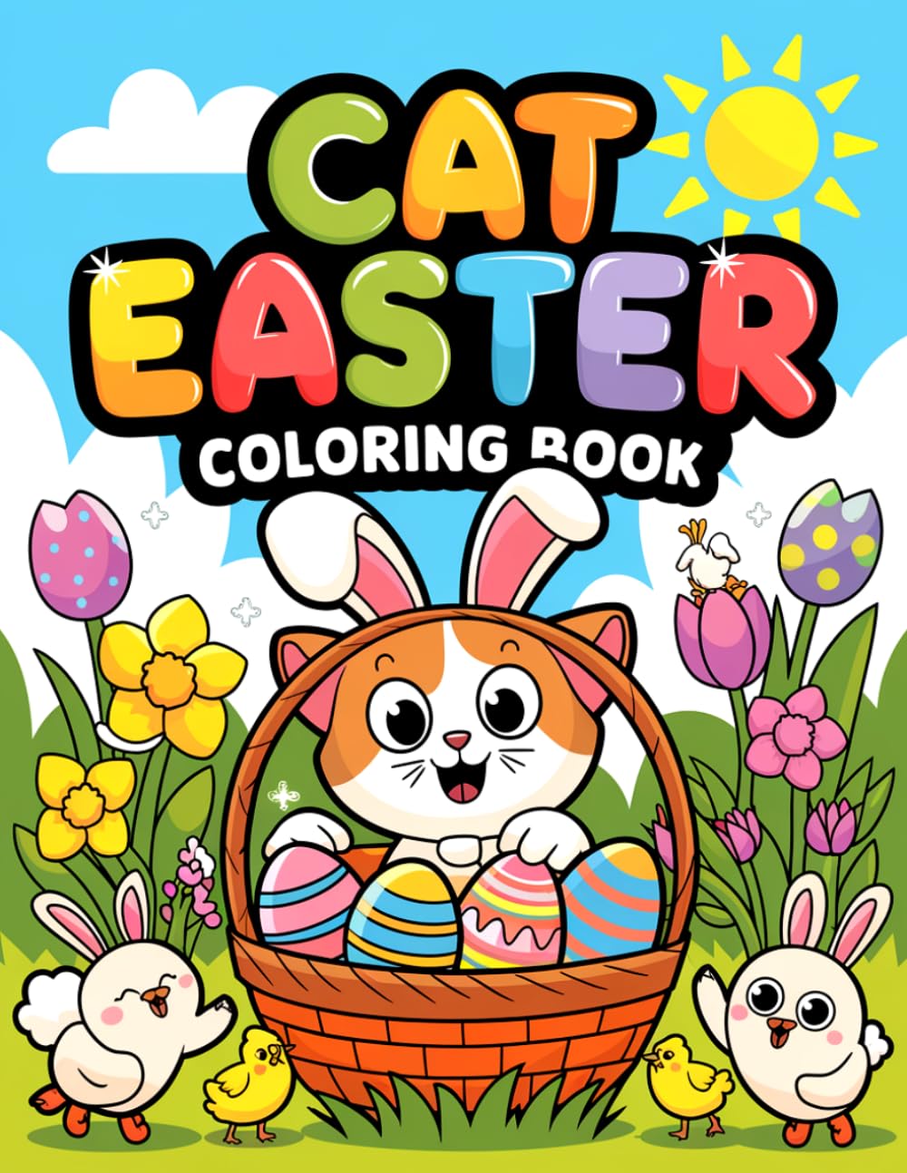 Cat Easter Coloring Book for Kids: 102 Fun Easter-Themed Coloring Pages for Kids Ages 4-8 to Celebrate Spring