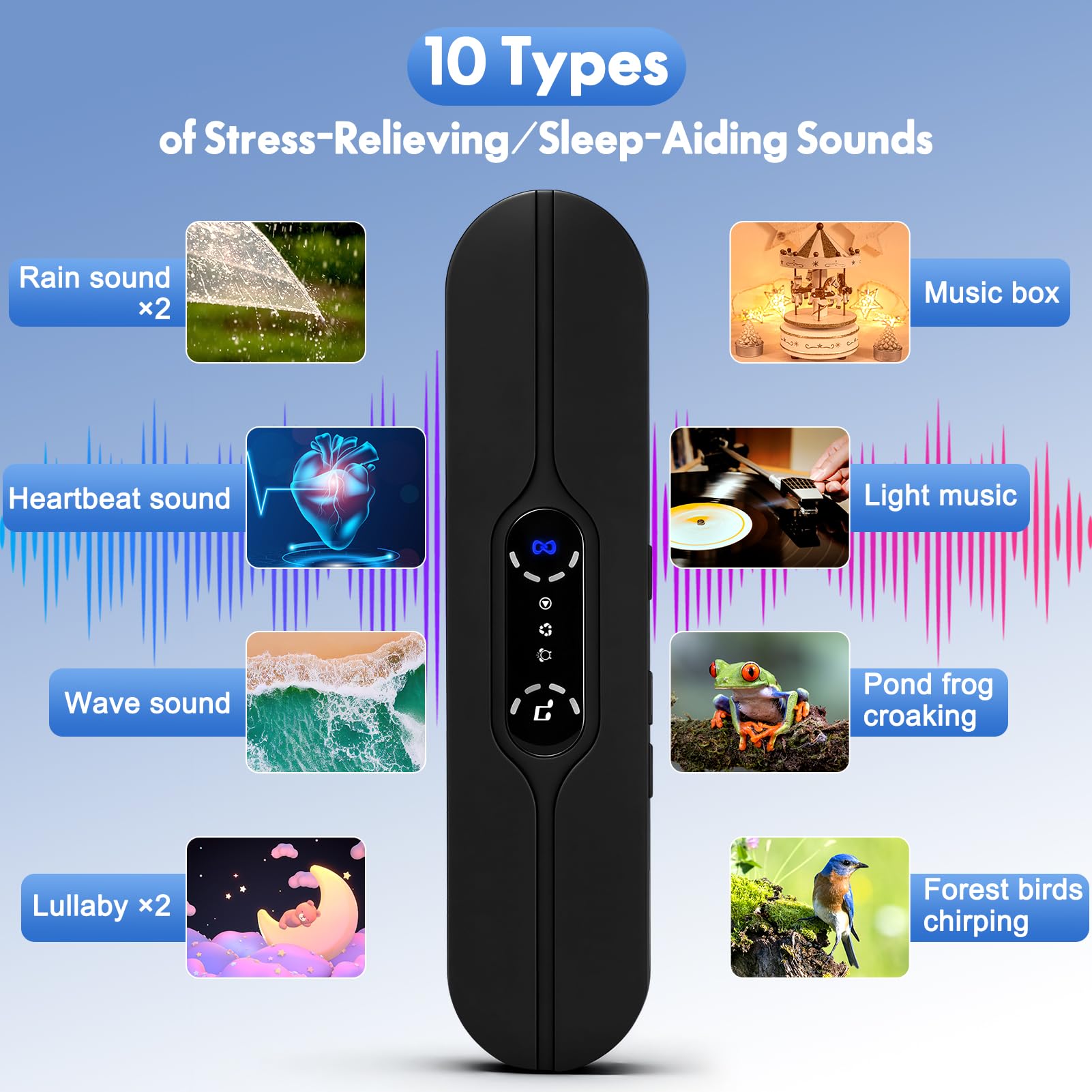 Bluetooth-Knochenschalllautsprecher, Tragbarer Schlaf Knochen Leitung Lautsprecher mit Stereo Bass, Kissenlautsprecher Bluetooth mit Weißes Rauschen, Lautstärkeregler, TF-Kartenunterstützung, Timer
