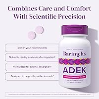 Vista 4 de BariMelts ADEK, Vitaminas bariátricas disolubles, sabor natural a fresa, 60 comprimidos de fusión rápida