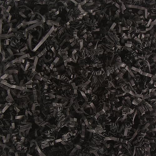 LOMIMOS 250g8.8oz Halloween Black Raffia Paper Confetti Shred,for Gift Wrapping Craft DIY Packaging Filling Party Decoration