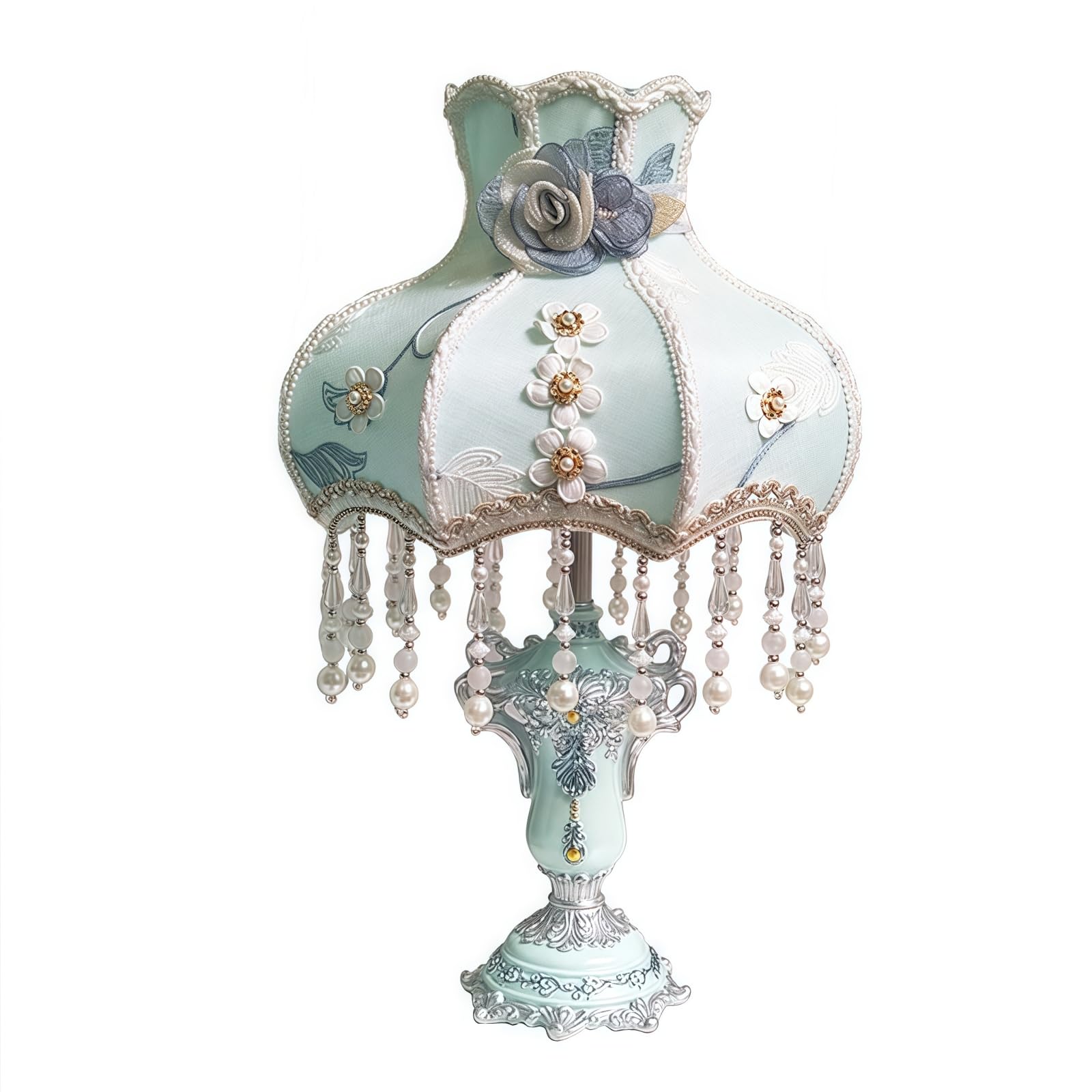 European Style Princess Table Lamp, Button Switch Desk Lamp, Bedside Reading Light for Bedrooms Dorm Dining Room Living Room Decoration
