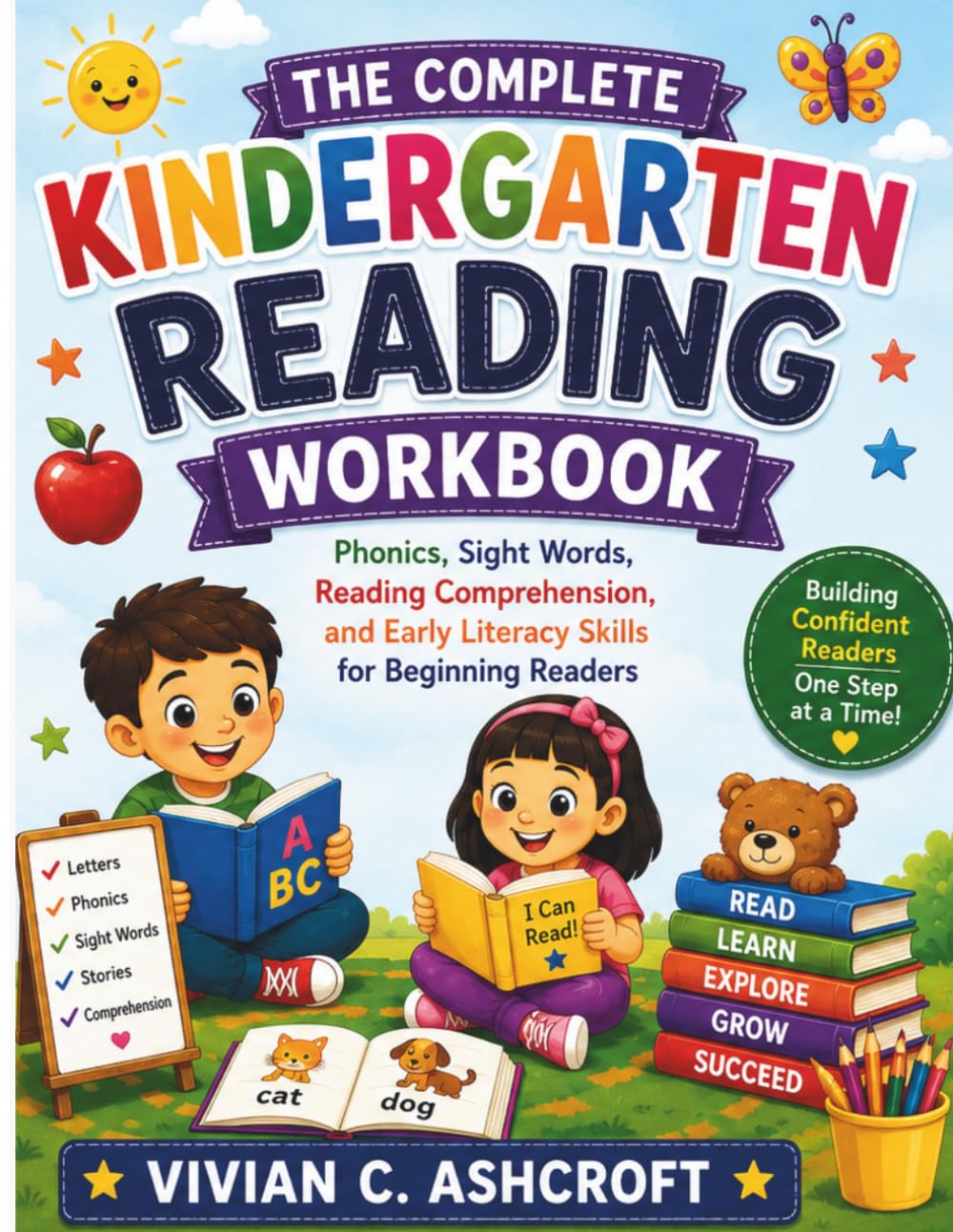 The Complete Kindergarten Reading Workbook: Phonics, Sight Words, Reading Comprehension, and Early Literacy Skills for Beginning Readers (EverBright Learning Series)