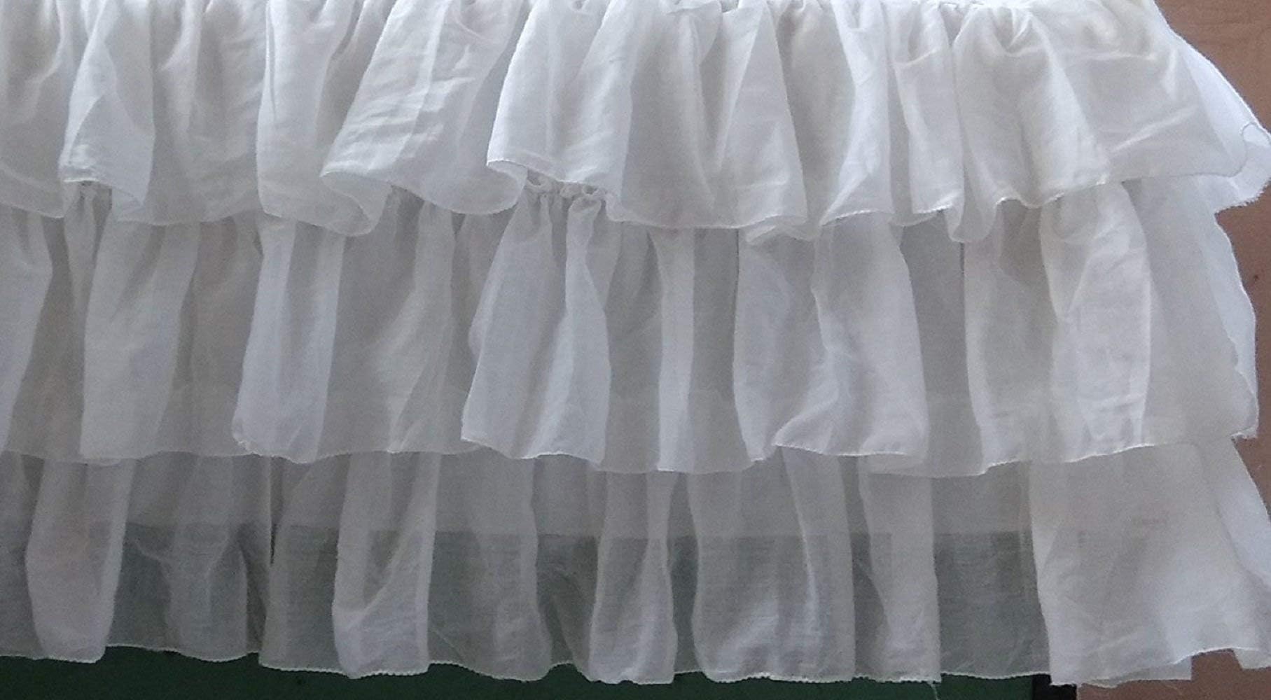 White Voile Layered Crib Skirt 16 Inch Drop 3 sided