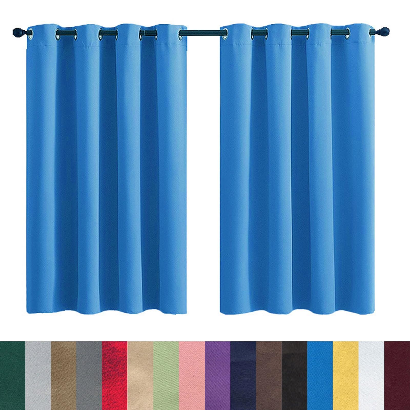 GAIFNAG Blackout Pencil Pleat Curtains 50 x 150 cm Thermal Insulated & Noise Reducing, Facile da Installare Net Curtains for Window for Bedroom and Living Room, Sky Blue