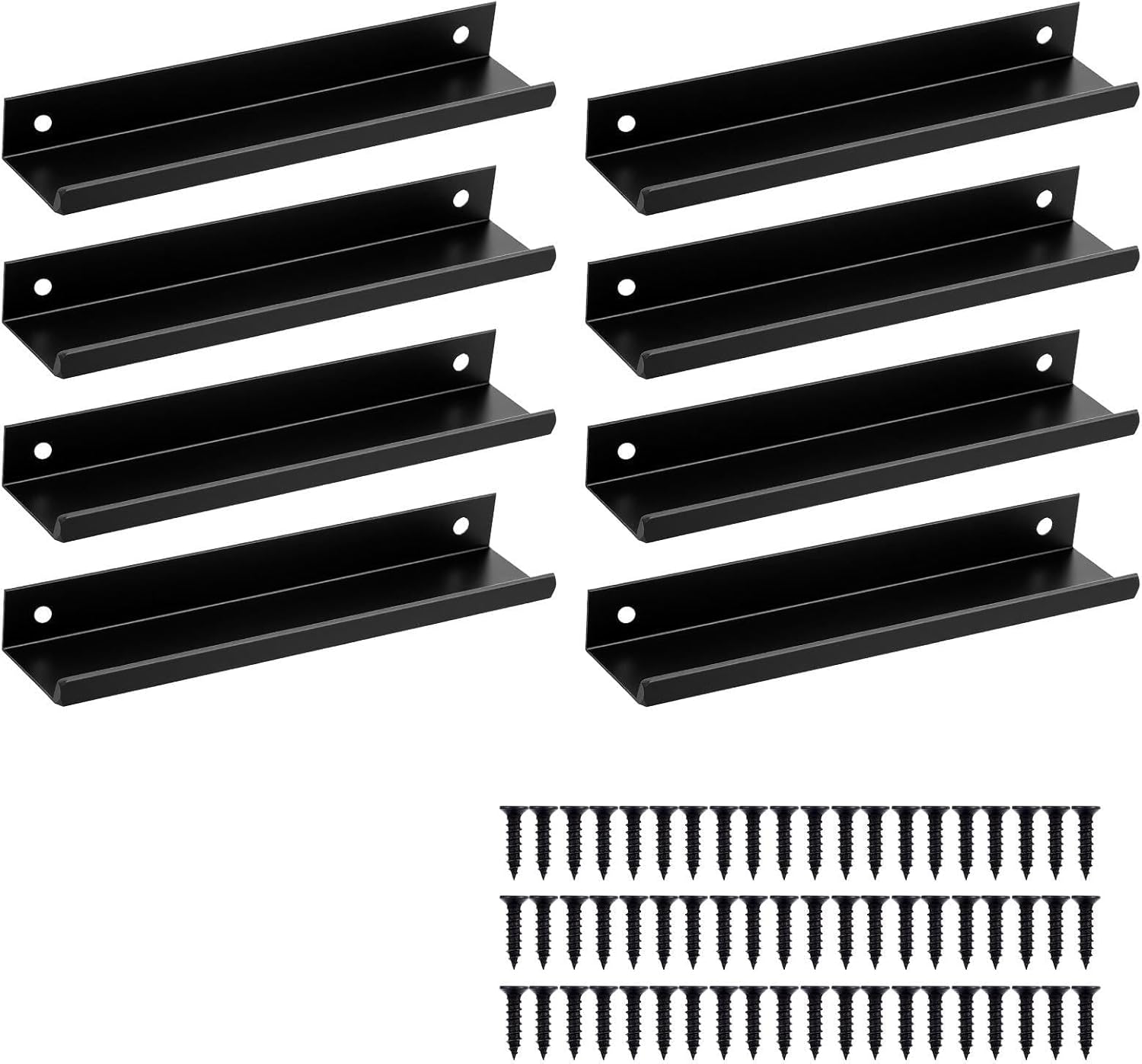 Kifmurase 30Pcs Kitchen Cabinet Handles, 5.9 Inch Black Pulls for Dresser Drawers, Door Edge Finger Pull, Aluminum Flat Hidden Back Mount Door Handle for Home (5 Inch Hole Center)
