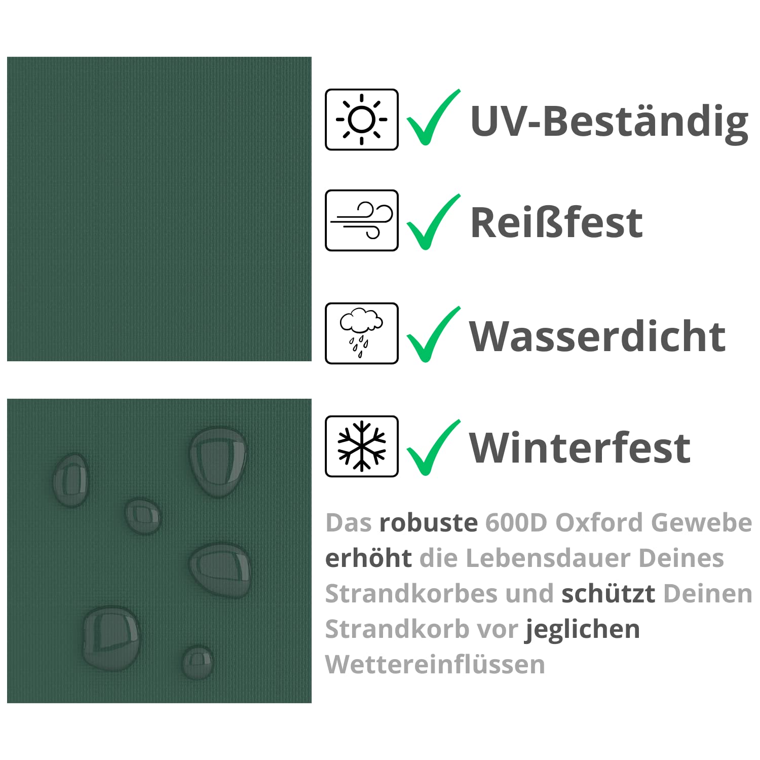 REVALA® Strandkorb Schutzhülle Winterfest | Abdeckung Strandkorb 2 sitzer | Strandkorbhülle 155 x 90 x 160 | UV-beständige Hülle Strandkorb XXL wasserdicht aus 600D Oxford | Inkl. Aufbewahrungstasche