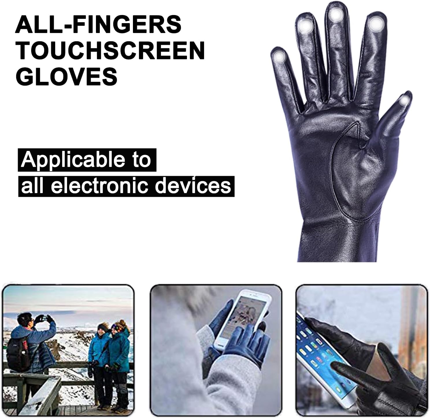Womens Long Leather Gloves Opera Evening Dress Touchscreen Gloves image 5