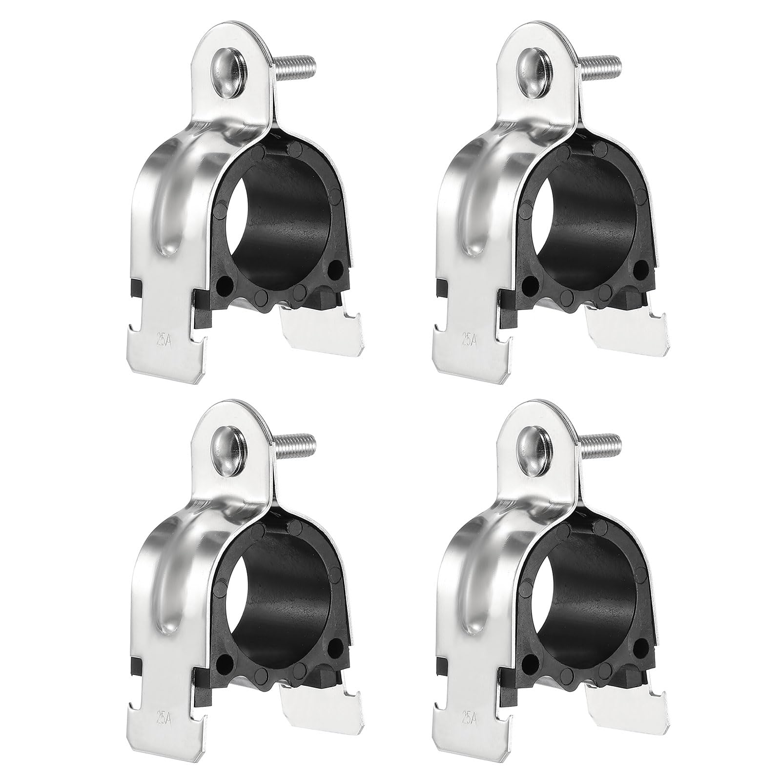 sourcing map 4pcs Rubber Cushion Strut Clamp 1-11/32" Universal 304 Stainless Steel Strut Clamp with Bolt and Nut for Copper PEX Pipe CVPC Tubing, Silver Black โ image 1