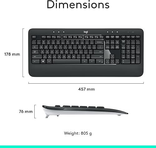 Miniatura 8 de Logitech MK540 Combo avanzado de teclado y mouse inalámbricos para Windows, receptor USB unificador de 2.4 GHz, teclas de acceso rápido multimedia,