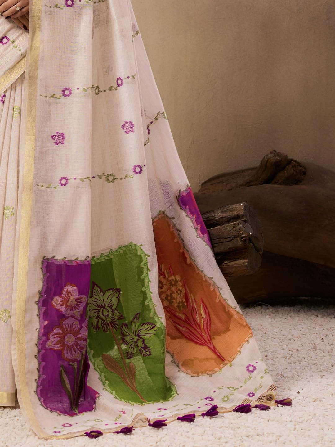 SGF11 Women's Soft Cotton Linen Silk Saree With Unstitched Blouse Piece product image 4