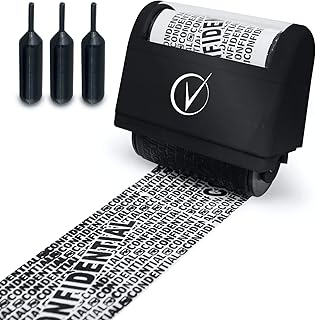 Identity Theft Protection Roller Stamps Wide Kit, Including 3-Pack Refills - Confidential Roller Stamp, Anti Theft, Privac...