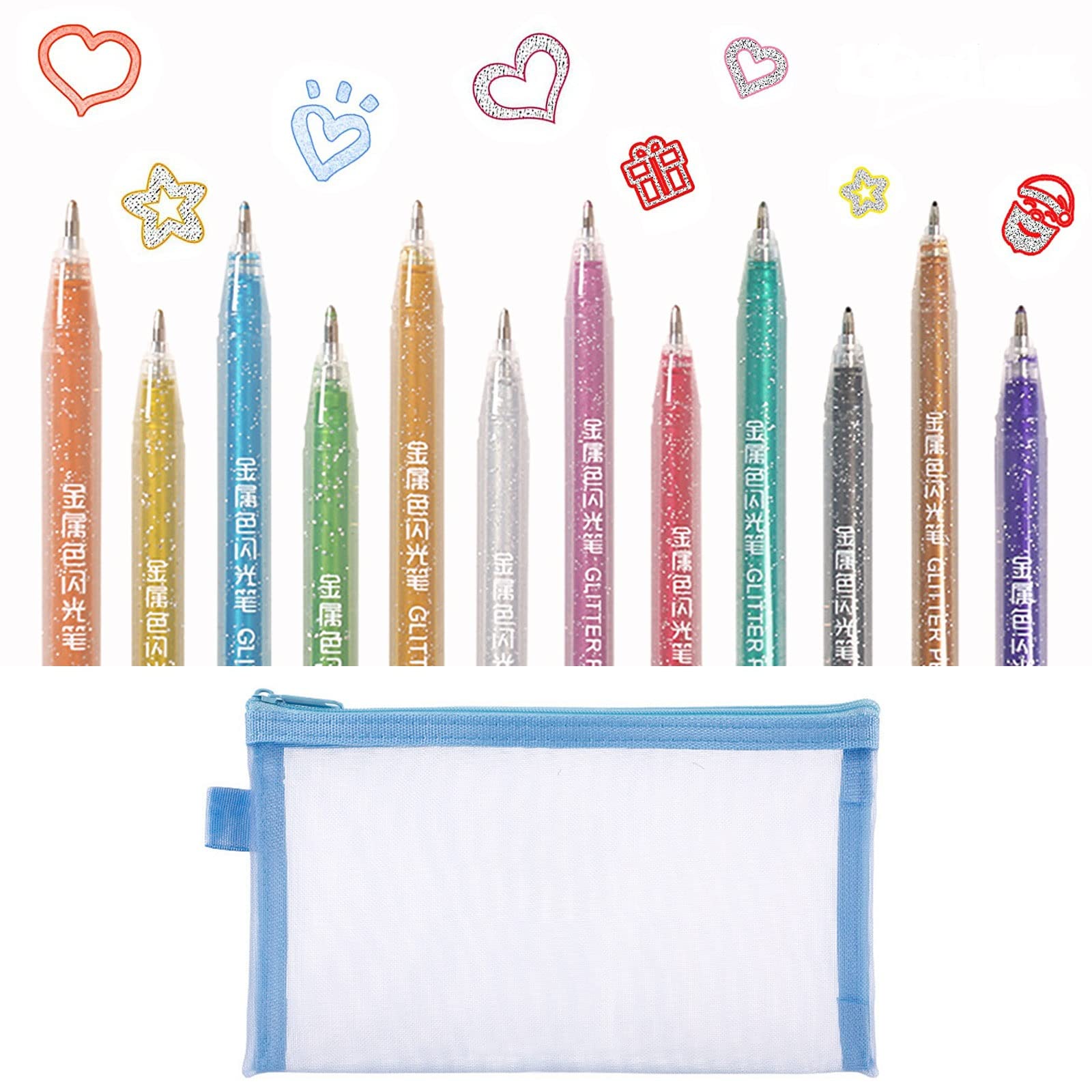 12 Glitzerstifte Magische Stifte – Outline-Stifte Mit Metallic-Effekt Für Mädchen 4-12 Jahre