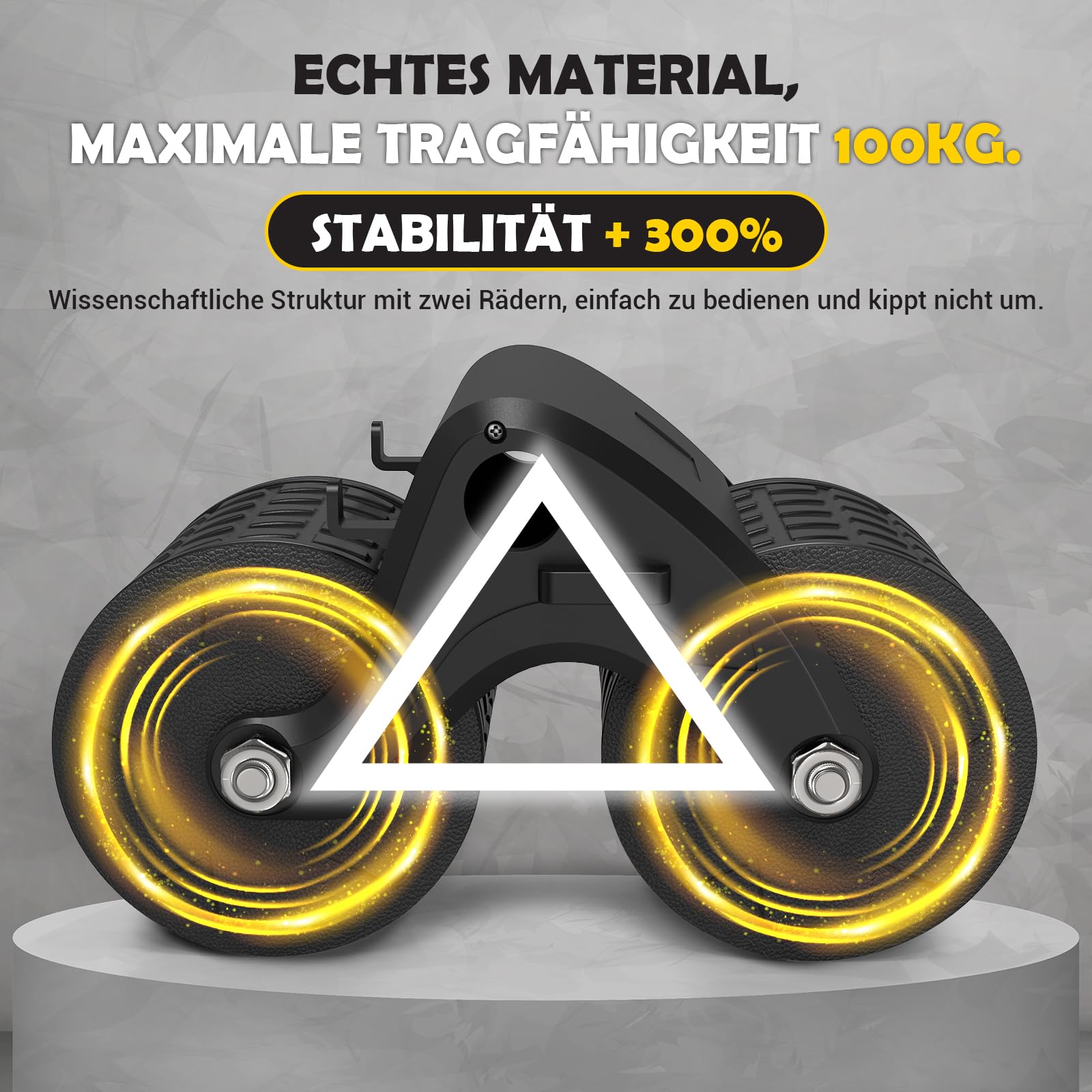 Roue abdominale pour abdominaux - Rouleau de rebond automatique pour l'entraînement des abdominaux - Avec tapis de genoux - Avec support des coudes et doubles roues stables