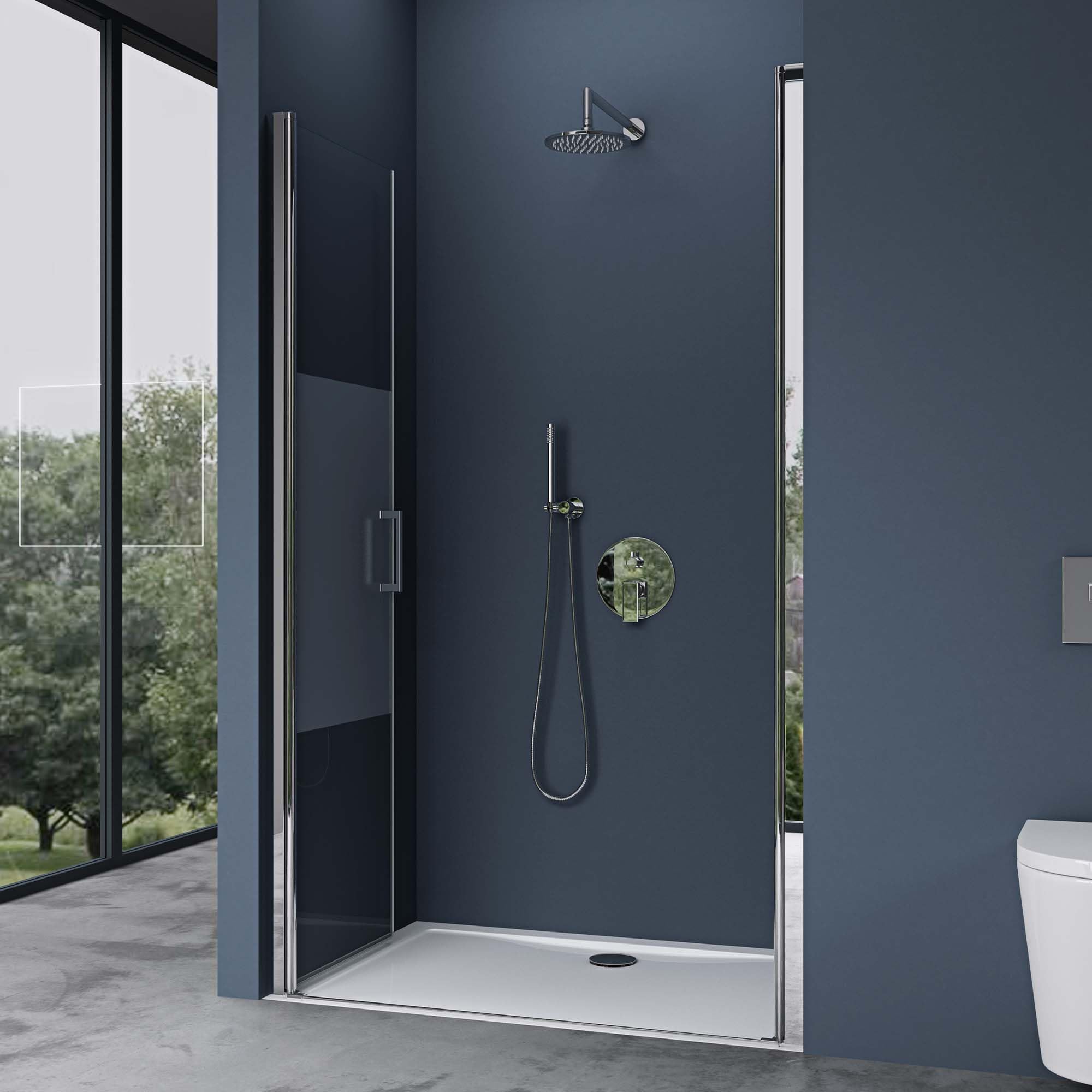 doporro Nischentür 119cm - 123cm Nischendrehtür Duschabtrennung 