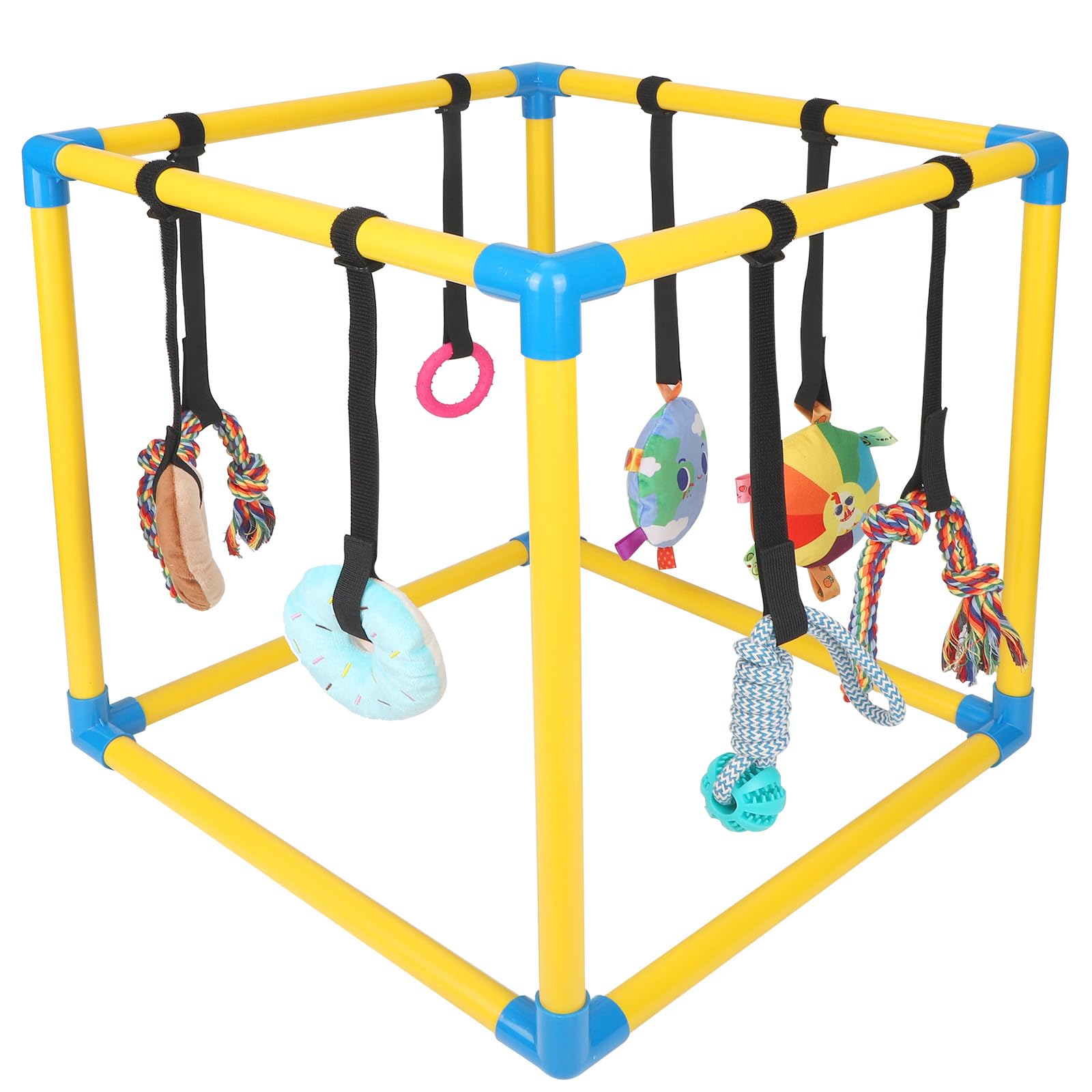 Penitue Palestra da gioco per cuccioli per cani di piccola taglia, 50 cm, in PVC, centro di attività per arricchire la struttura con 8 giocattoli interattivi da appendere per stimolazione mentale ed