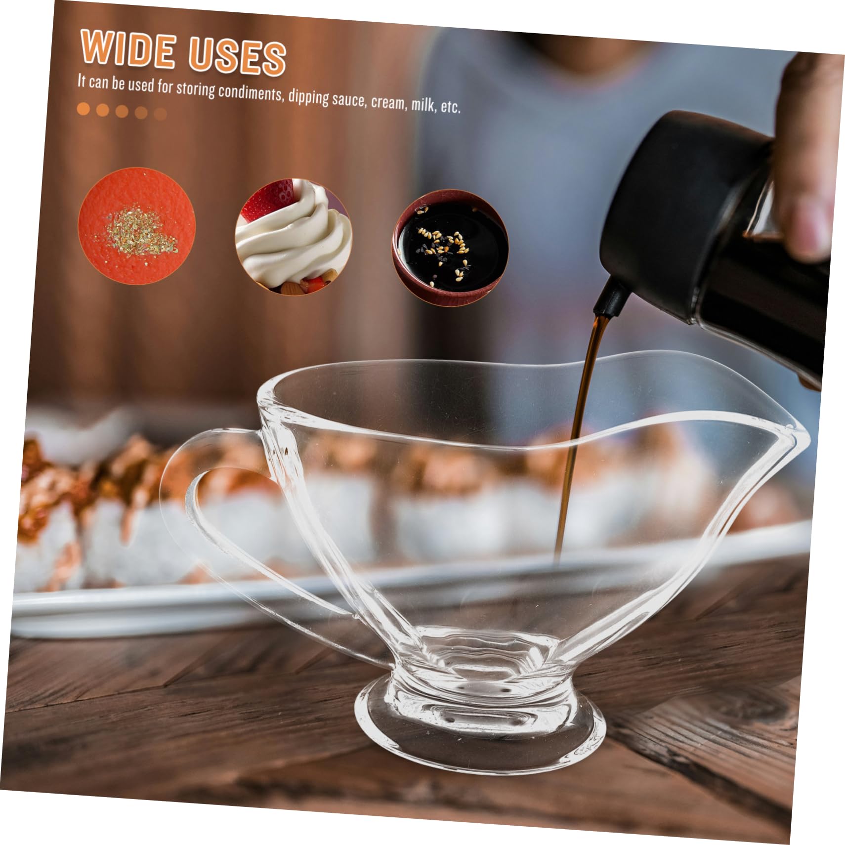 MAGICLULU 2pcs Glass Sauce Cup Sauce Container Gravy Boat with Lid Ladle Gravy Cup Dispenser Salad Dressing Server