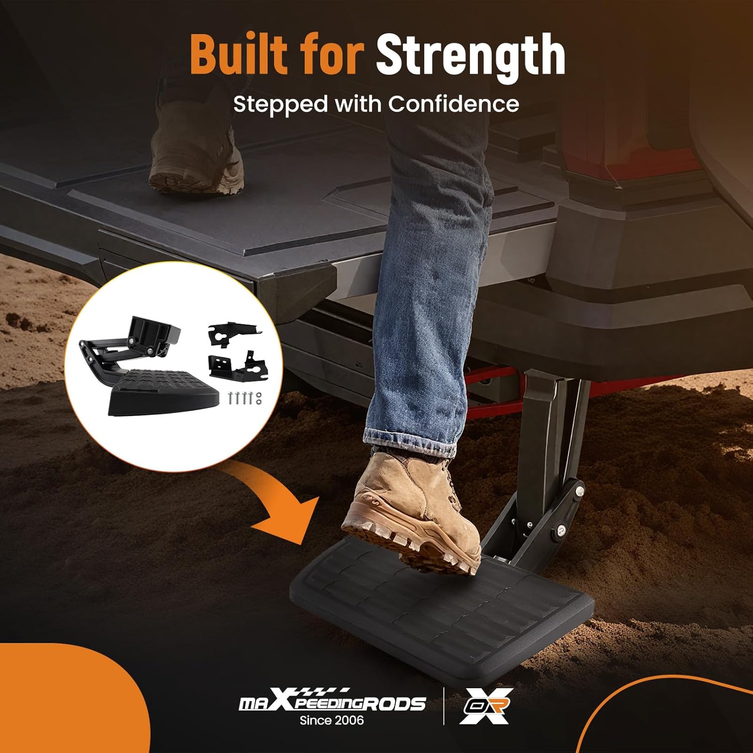 maXpeedingrods Rear Retractable Bed Step for Ford F-250 F-350 6.2L 6.7L 2017-2022/7.3L 2020-2022, for Ford F-450 6.7L 2017-2020/6.8L 2017-2018, Folding Truck Tailgate Step Replace 75313-01A