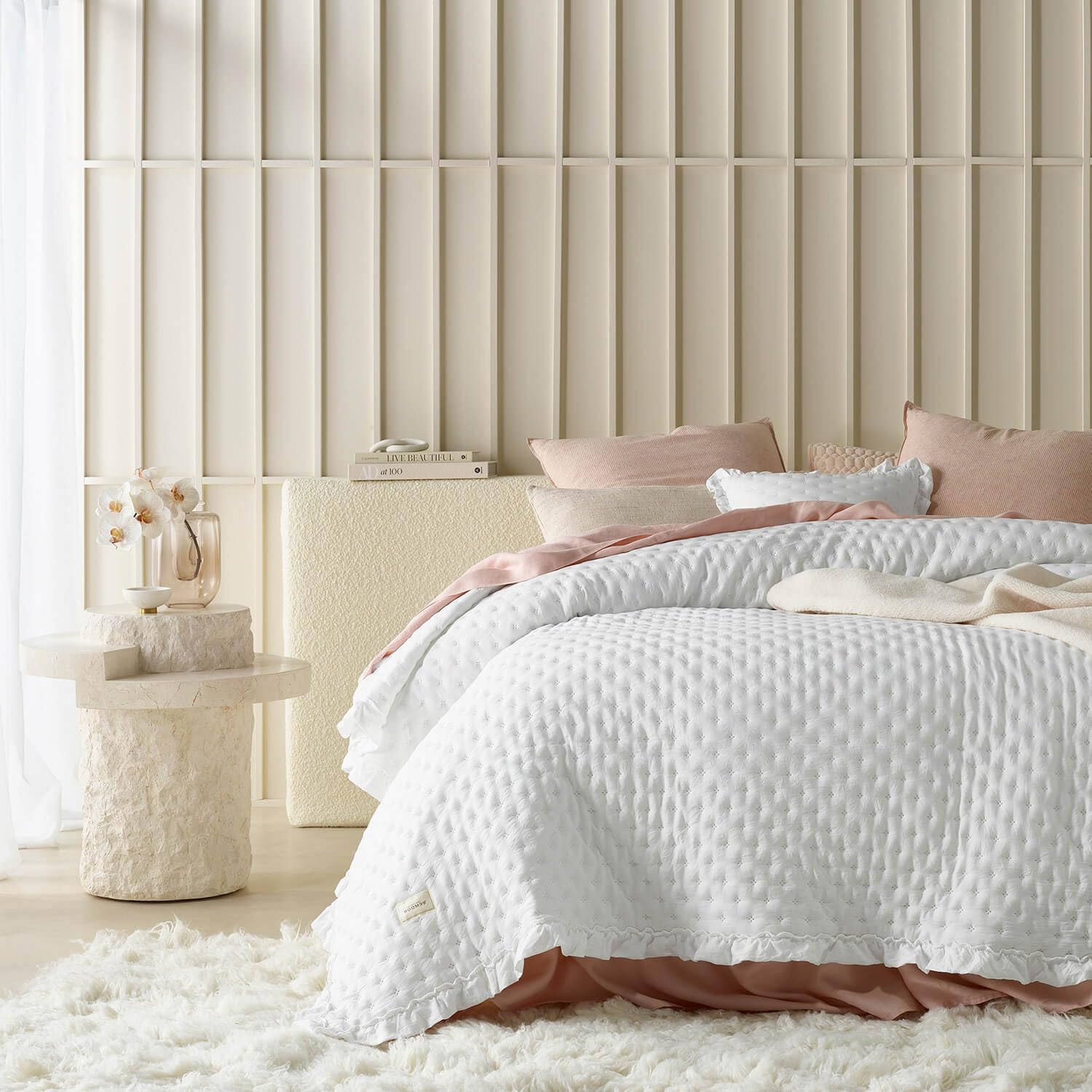 ROOM99 Feel Elegante sprei in lichtgrijs, 240 x 260 cm, veelzijdige