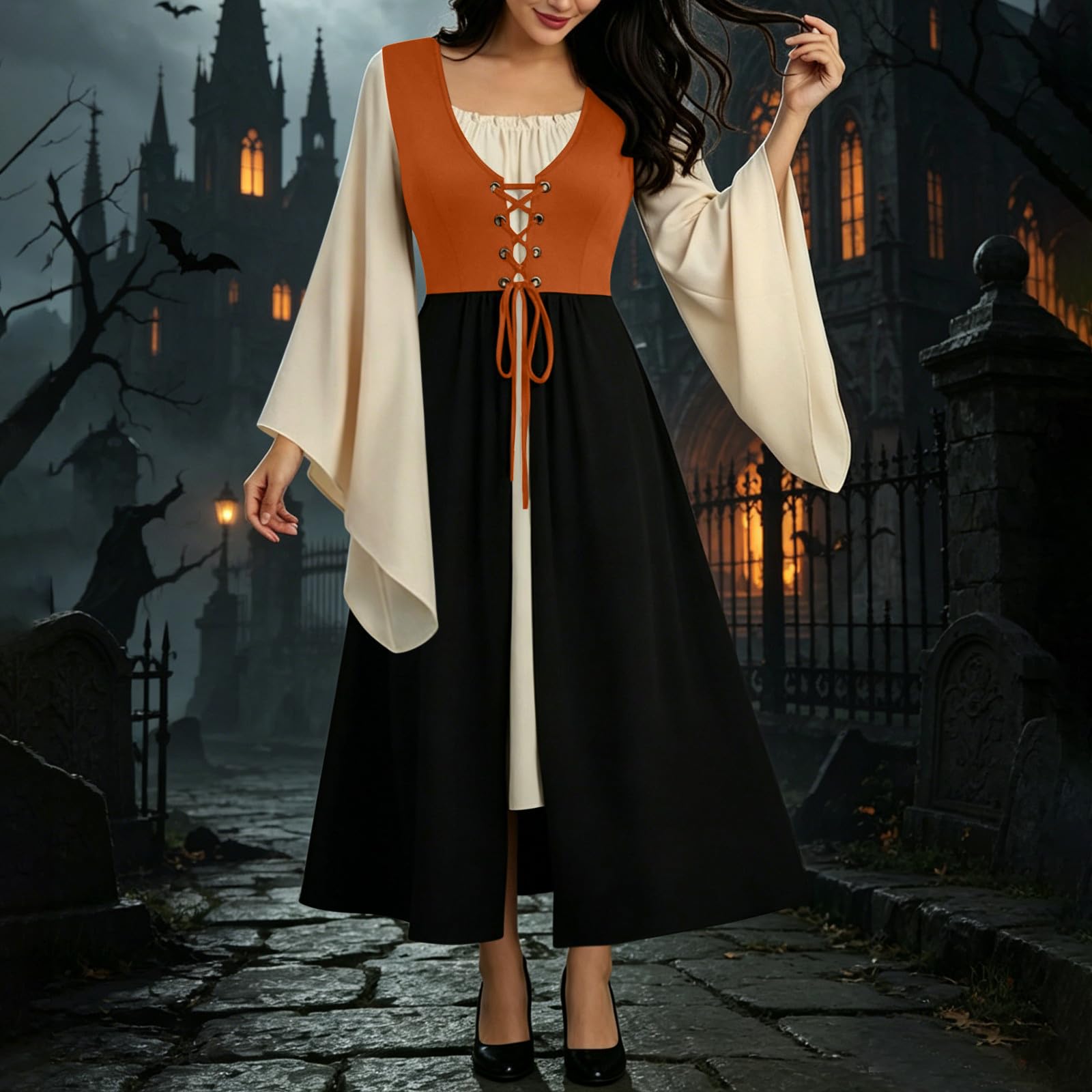 Renaissance Kleid Damen Mittelalter Kleid Halloween Kostüm Piratenkostüm