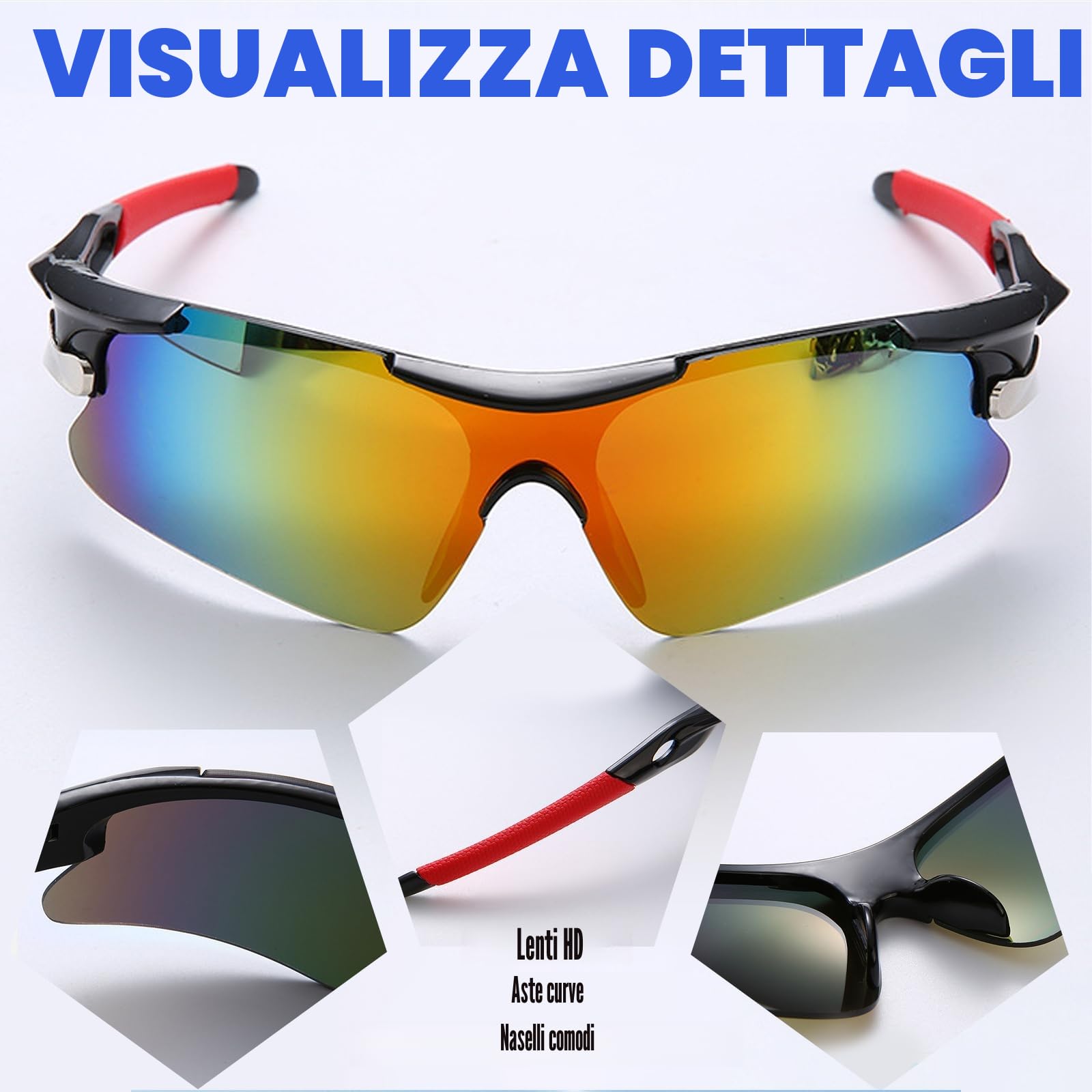 JSTHHTT 2 PCS Occhiali da Sole Sportivi da Ciclismo,Occhiali da bicicletta antivento,occhiali da ciclismo per uomini donne,protezione UV400, per ciclismo,motociclismo,corsa,sci,alpinismo,pesca ecc