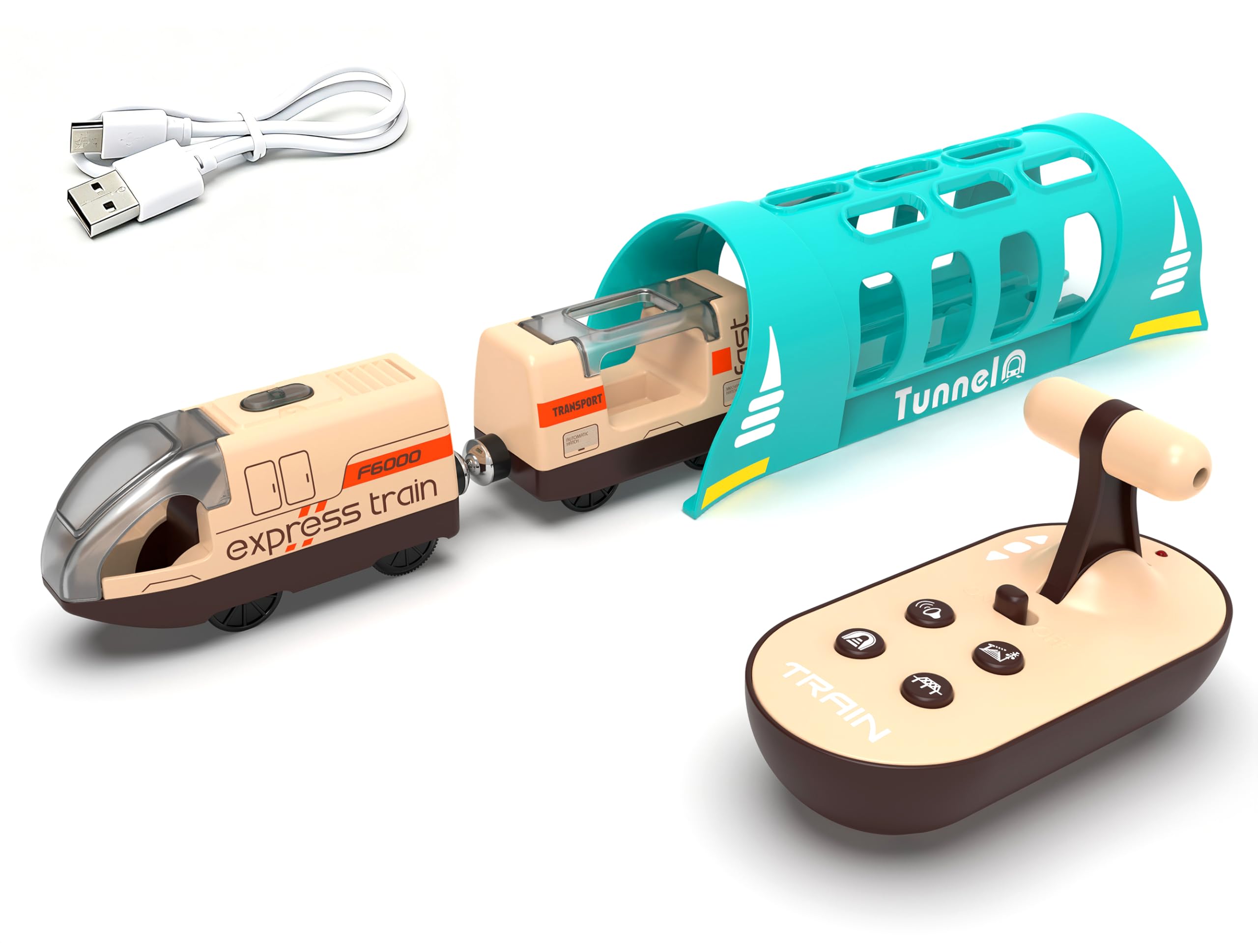 Amazon | 木製線路用電車 リモコン電車 電動電車 トンネル 音声&ライト