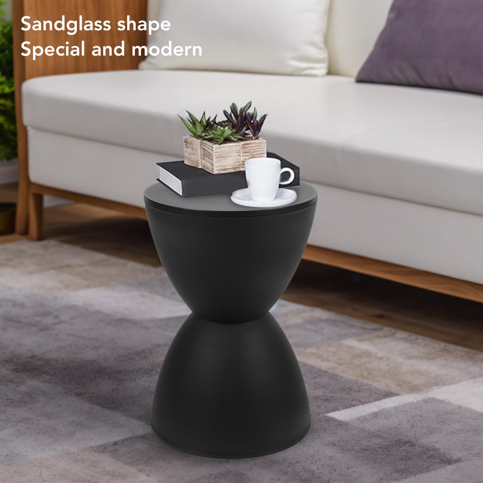 Sanduhrförmiger Moderner Hocker, Poolhocker für Unterwasser, Dekorativer Hocker, Outdoor-Gartenhocker, Runder PP-Beistelltischhocker Zum Schuhwechsel für den (Schwarz)