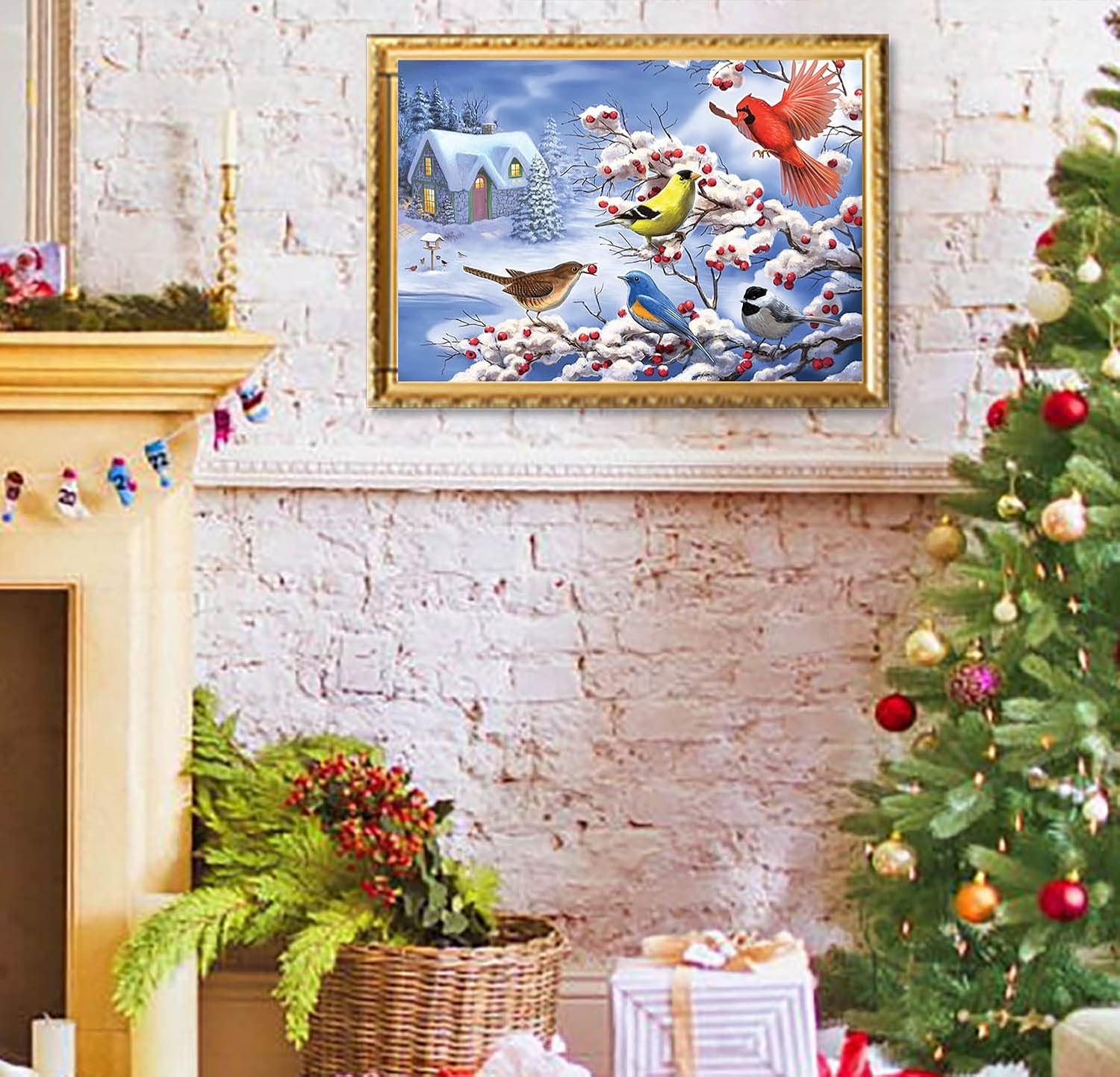 Kits de pintura de diamantes de Navidad kit de arte de diamante de invierno para adultos taladro redondo completo pintura con diamante para regalo