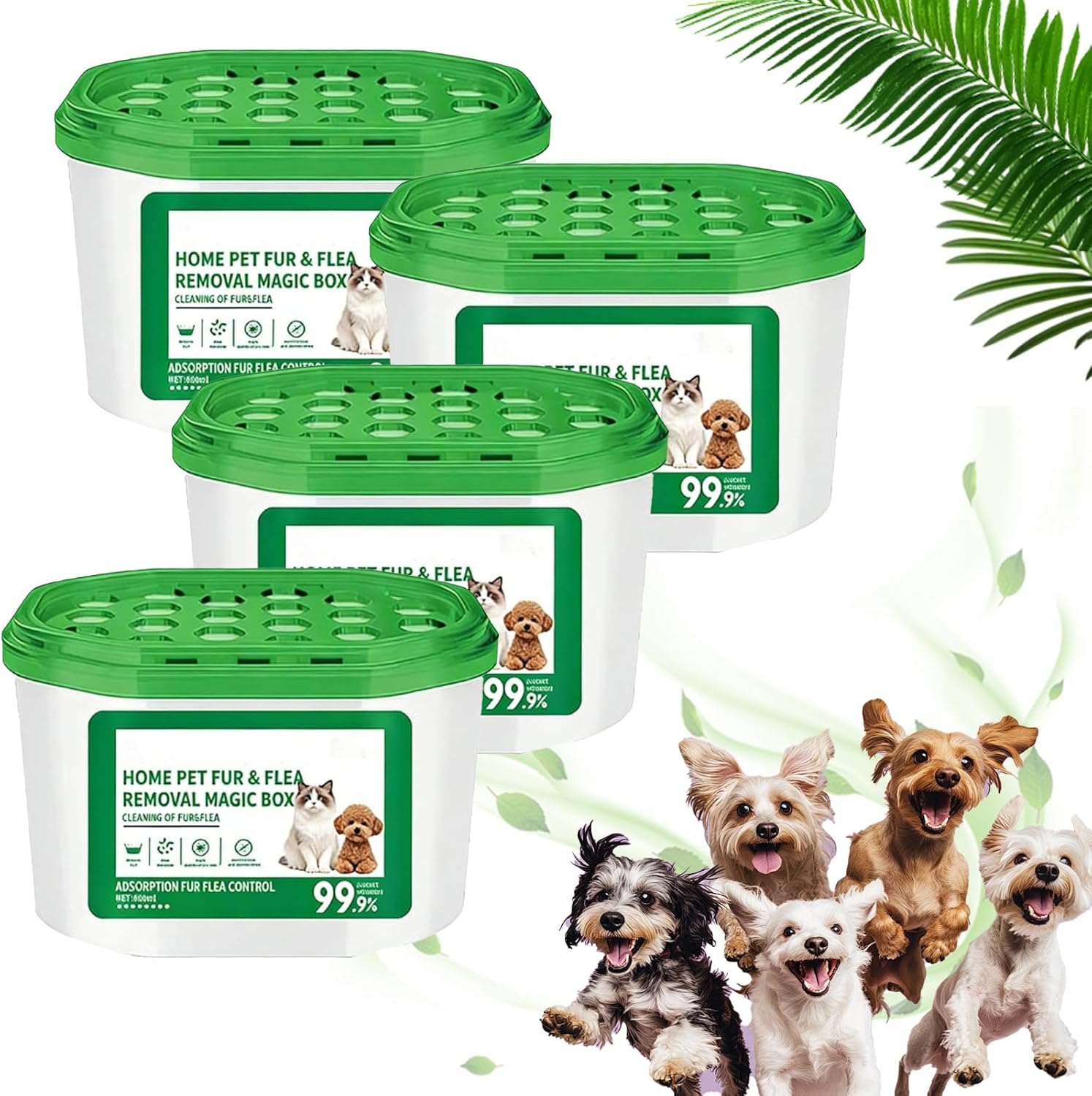 Home Pet Fur & Odor Removal Magic Box,Pet Hair Removal Magic Box,360°All-Round Airborne Hair Collector, Long Lasting for Bedroom, Living Room, Wardrobe and Pet Areas (4pcs)