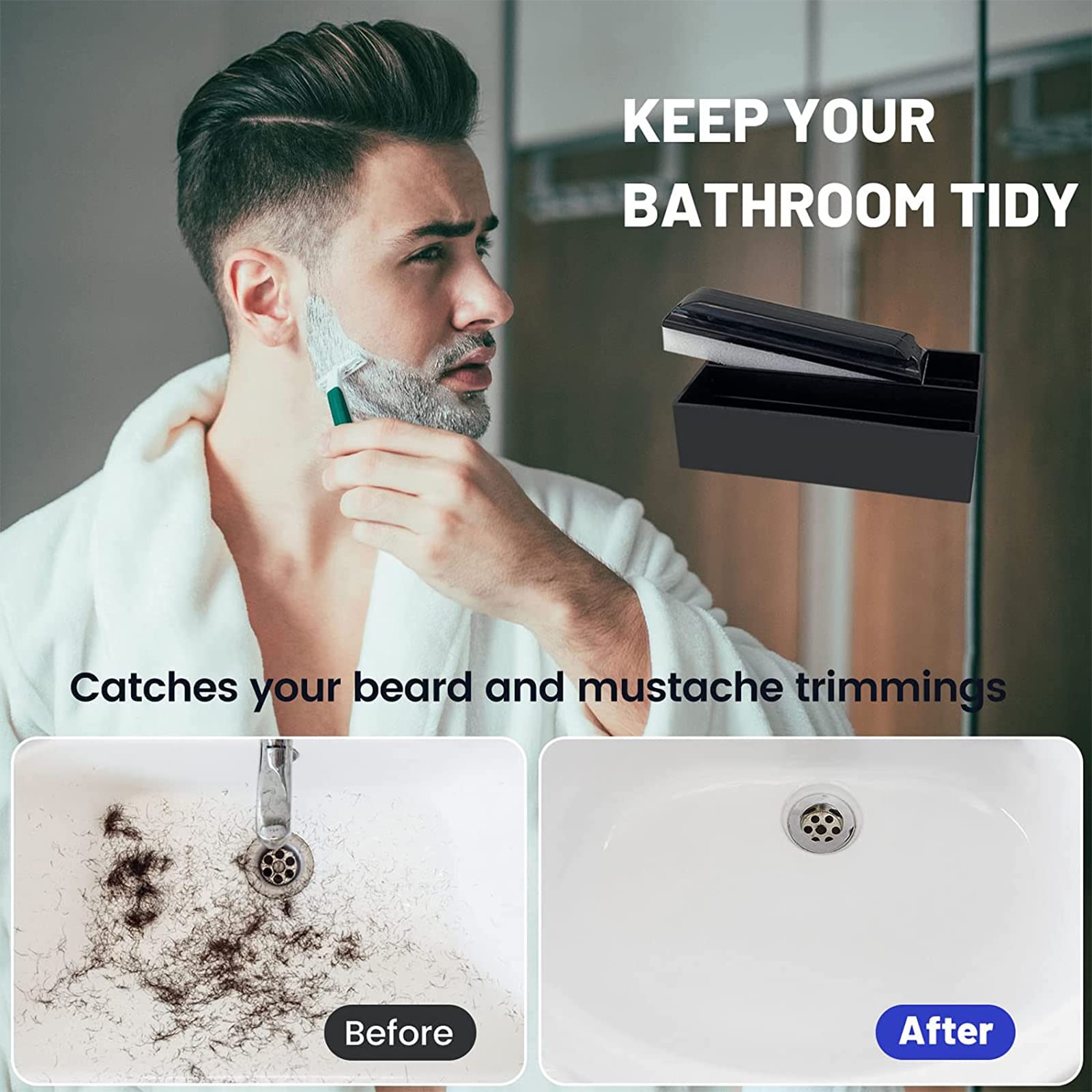 Ensemble d'outils de nettoyage et de support de barbe – 1 barre de nettoyage de barbe de taille originale et 1 support de barre de nettoyage de barbe