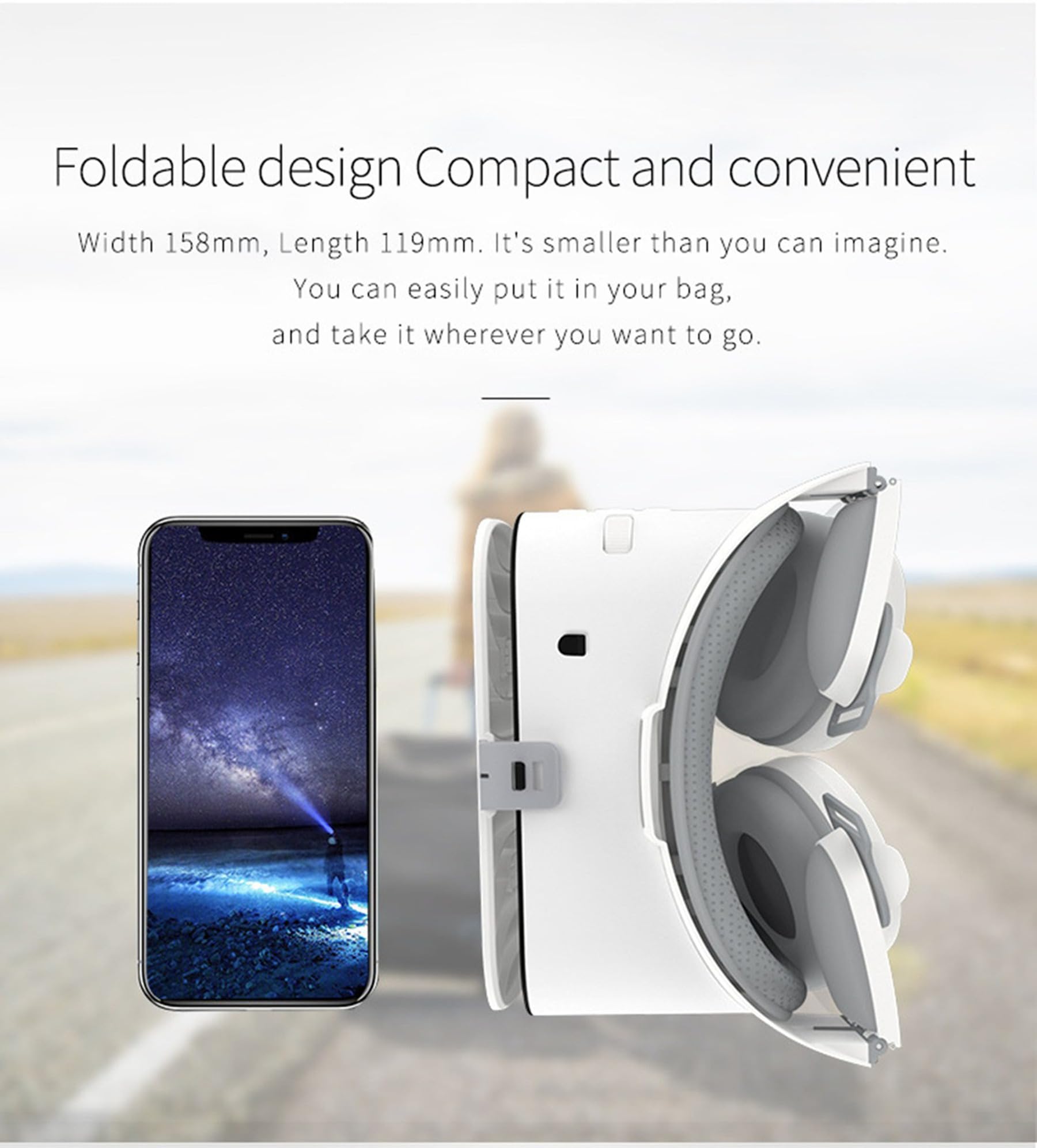 Auriculares de realidad virtual para teléfono, gafas de realidad virtual compatibles con iPhone 17, 16, 15, 14, 13, 12 Pro, Samsung Galaxy S24, S23, S22, S21, gafas VR con auriculares inalámbricos