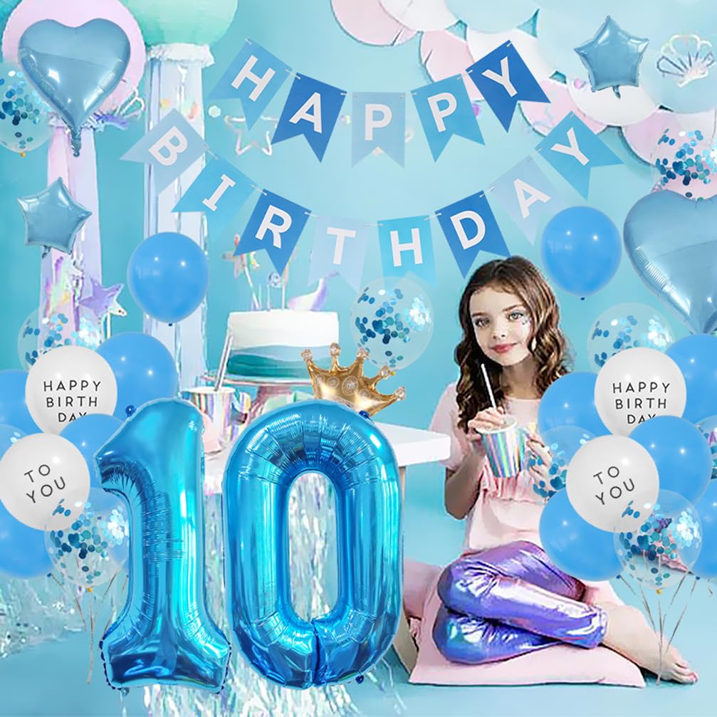 Decorazioni Per 11° Compleanno Ragazzo – Set Con Striscione, Palloncino Numero Gigante 81 Cm, 20 Palloncini Lattice E Nastro, Blu E Oro - 6