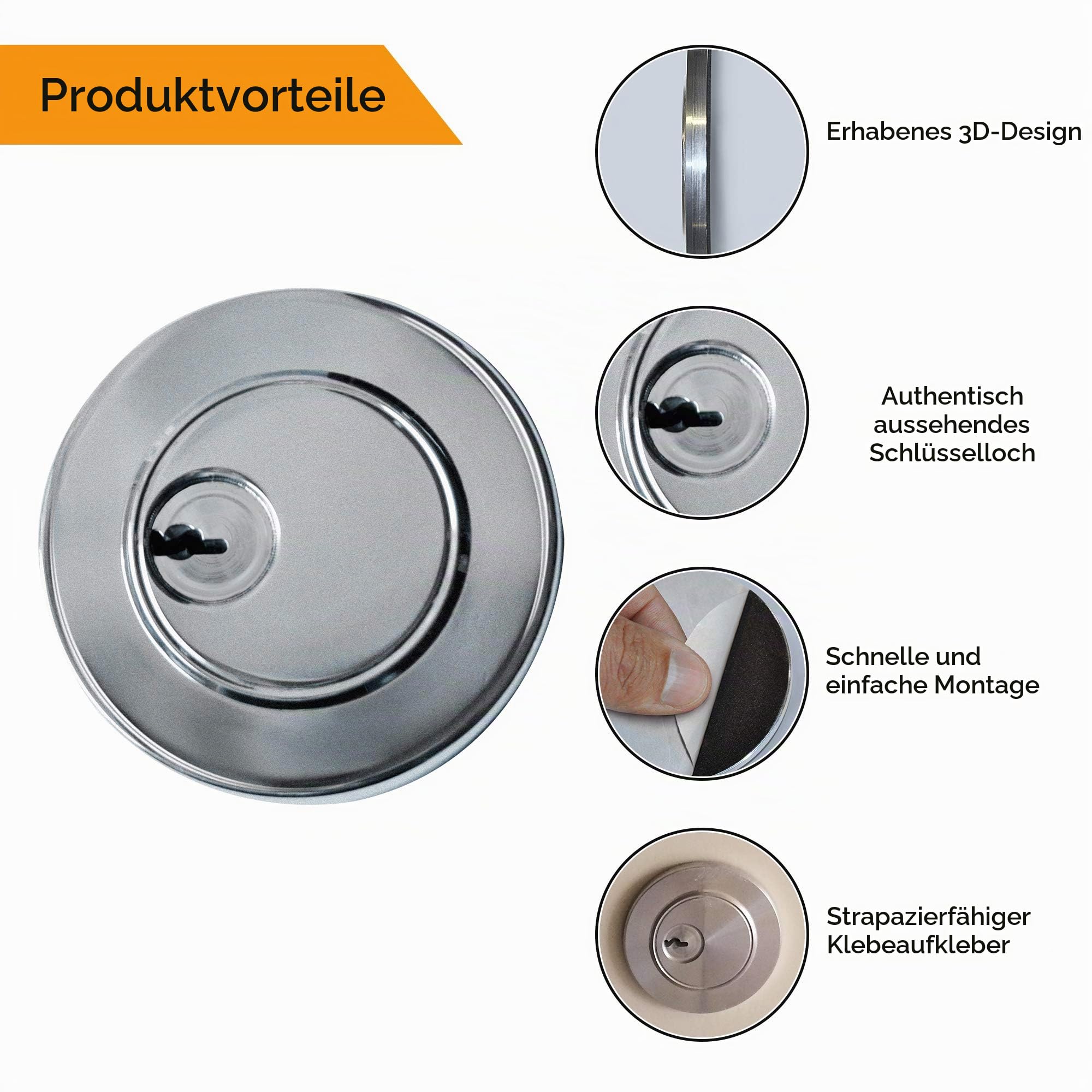 3D Sicher-Sticker®. Panzerriegel-Schloss-Attrappe. Effektiver Einbruchschutz. Für Haus- und Wohnungstüren. Wirksame Abschreckung von Einbrechern. An die Tür kleben, fertig, sicher.