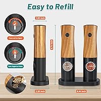 Vista 5 de Juego de molinillo eléctrico de sal y pimienta – Molinillo de sal automático a batería con salero y pimienta, juego eléctrico con luz automática