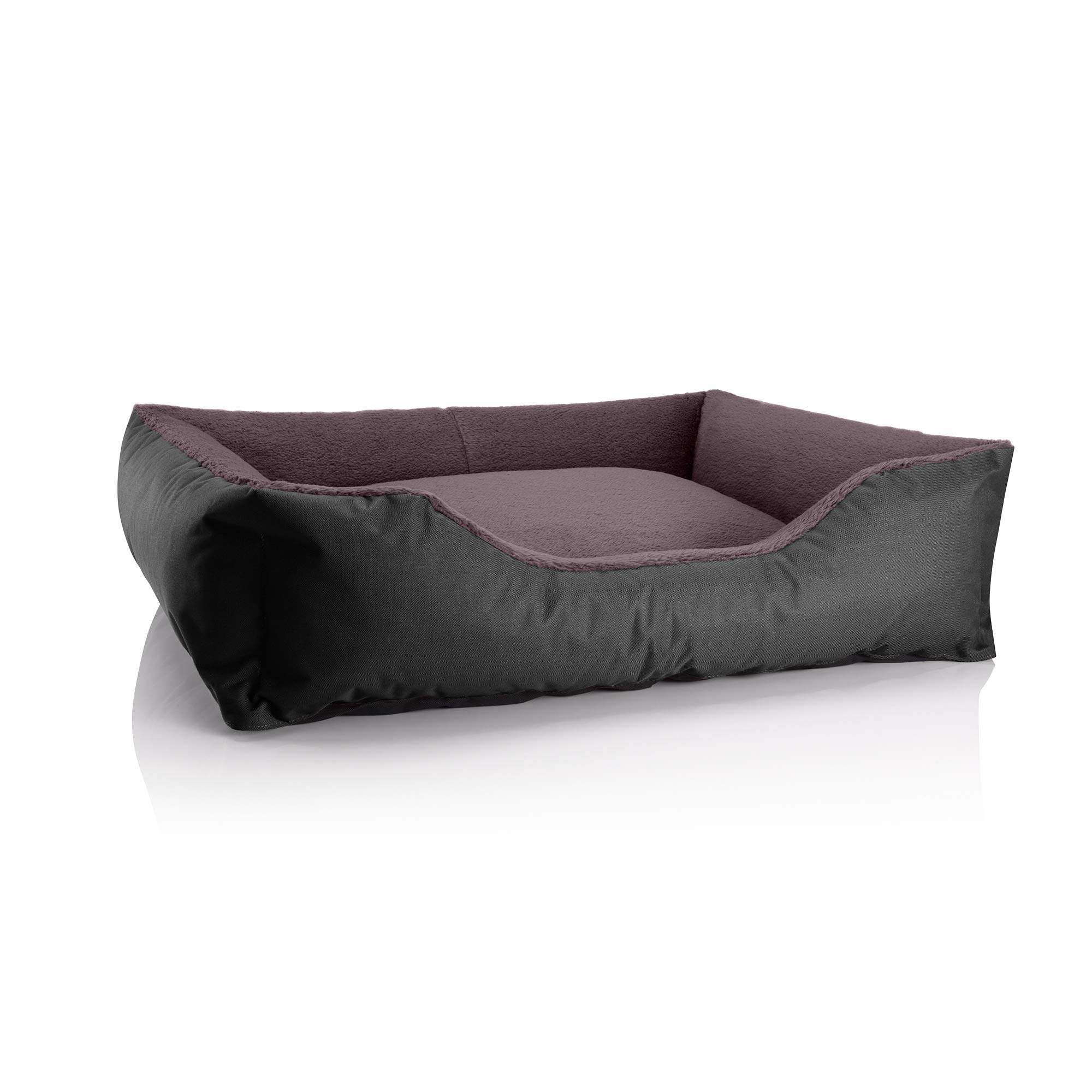 BedDog Legowisko dla psa TEDDY, sofa dla psa z Cordury i weluru z mikrofibry, nadające się do prania legowisko dla psa z krawędzią, poduszka dla psa, czterokątna, do użytku wewnątrz i na zewnątrz,