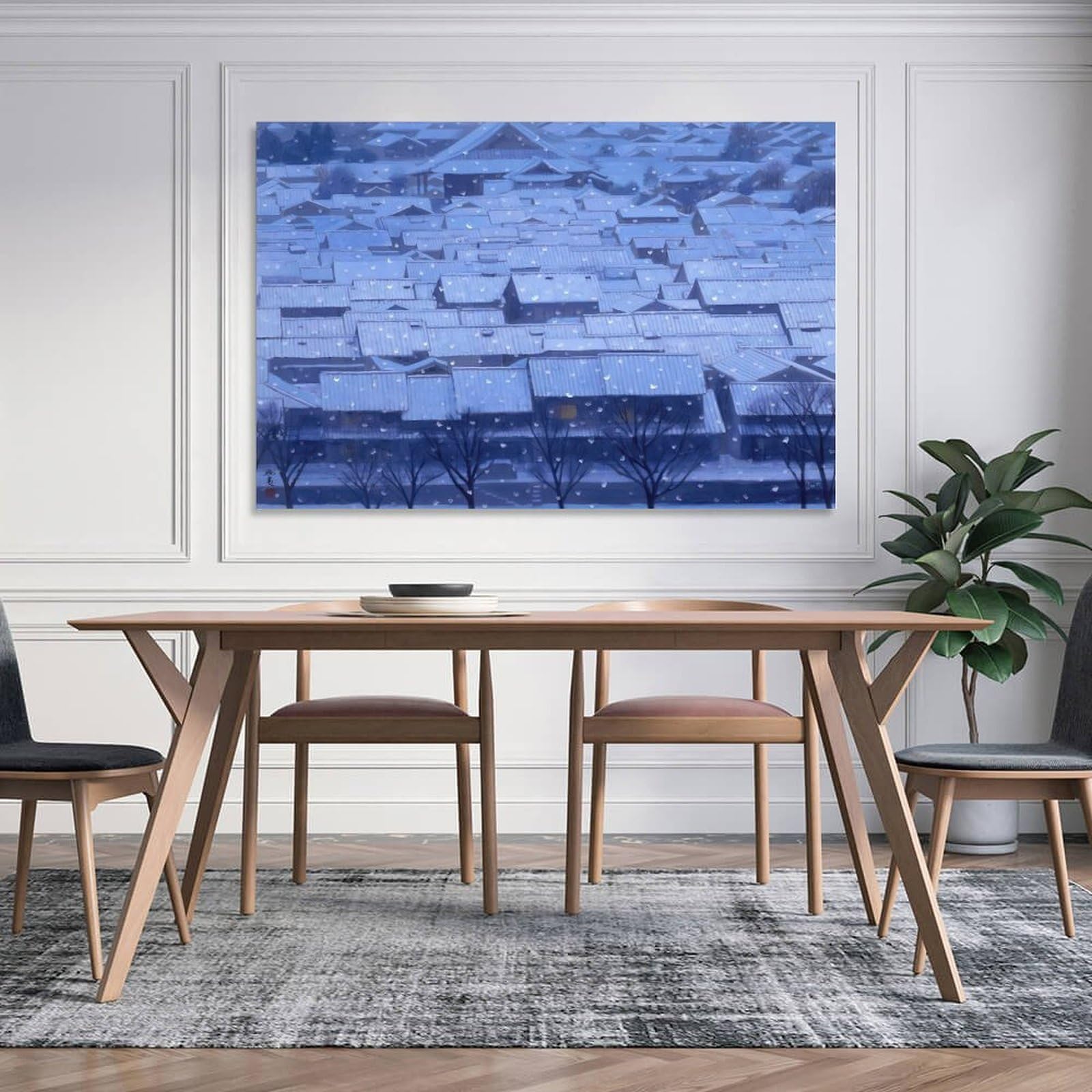 Amazon.co.jp: 画家 東山魁夷 風景画 年暮る ポスター キャンバス 壁