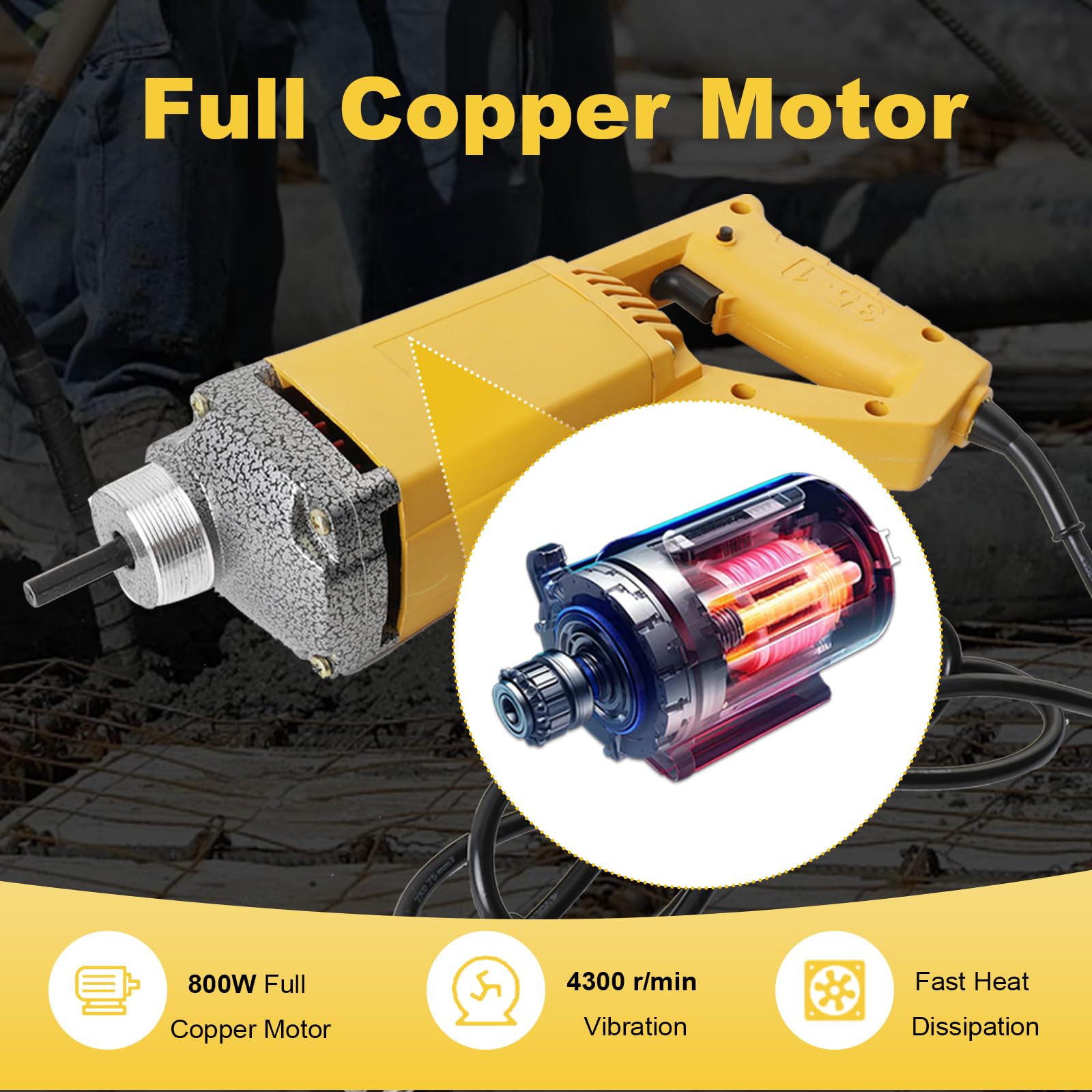Electric Concrete Vibrator - 800W Powerful Tool -2