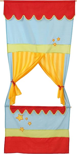roba Teatro de Puerta de Tela Lavable - Teatrillo de Títeres para Colgar - Altura 173 cm - Multicolor - 1