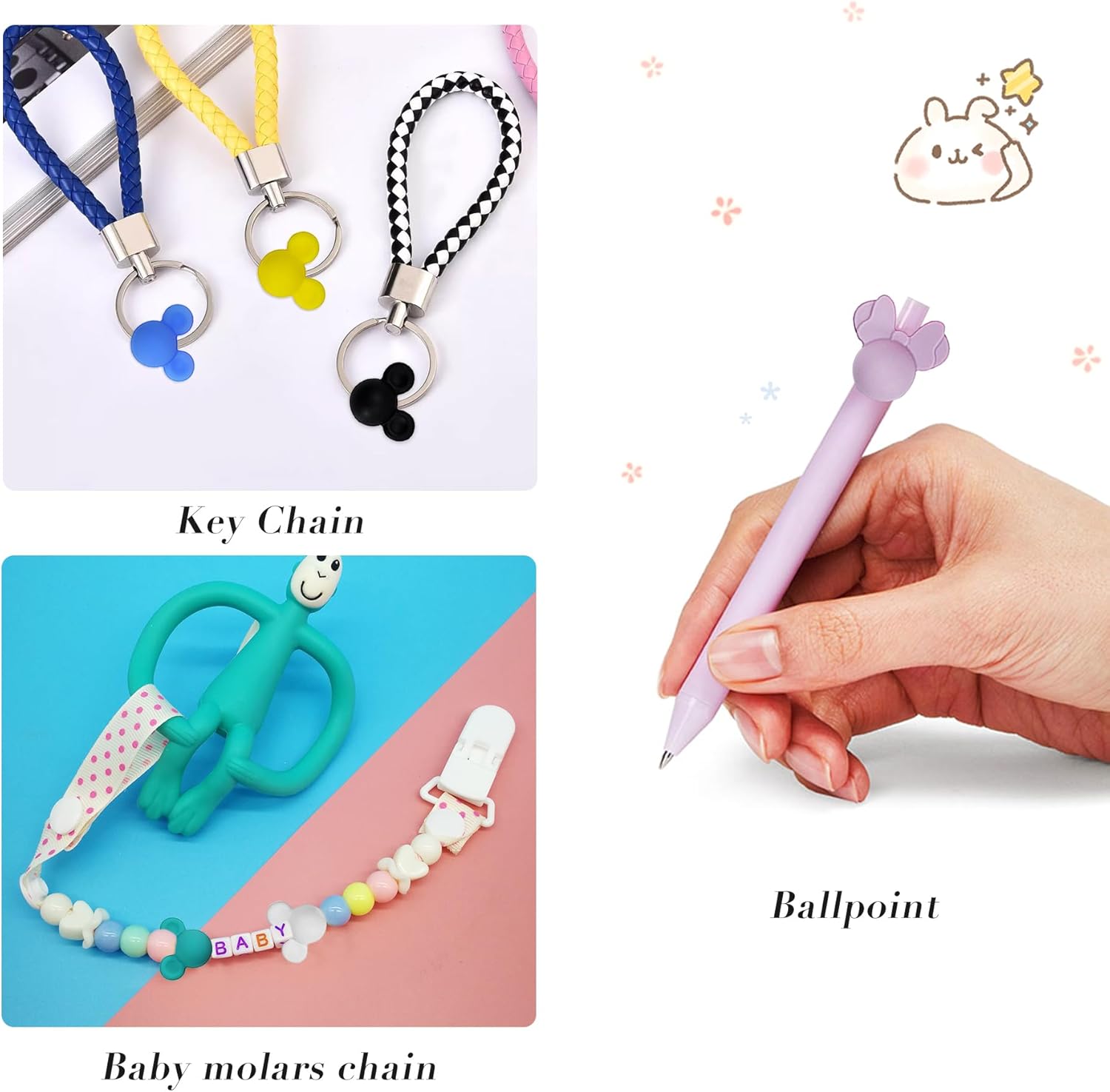 84個 ミッキーシリコンビーズ かわいいミニー シリコーンフォーカル ルーズ ビーズ アクセサリー DIY キーチェーン ブレスレッ