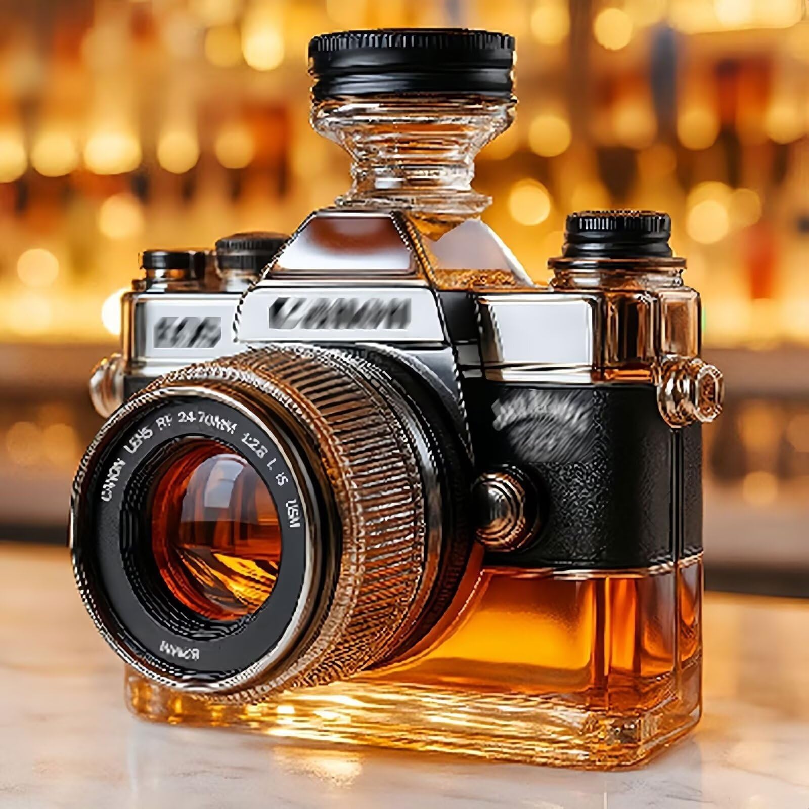 Karafka do whisky – butelka do whisky, szklana butelka w kształcie aparatu, nowatorska ręcznie robiona ozdoba karafki do whisky, butelka kamery Sony