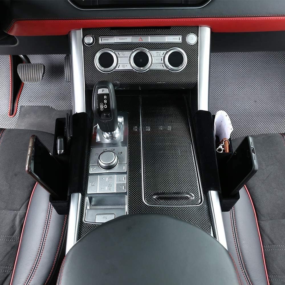 Suede Car Center Storage Box Seat Phone Key Card Tray For Land Rover Range Rover Sport 2014-2020 Accessories (Driving+Co-pilot)