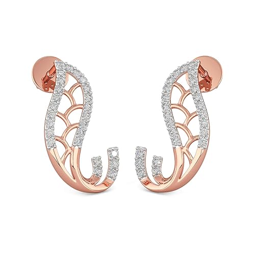 18k (750) Rose Gold and Solitaire Stud Earrings for Girls