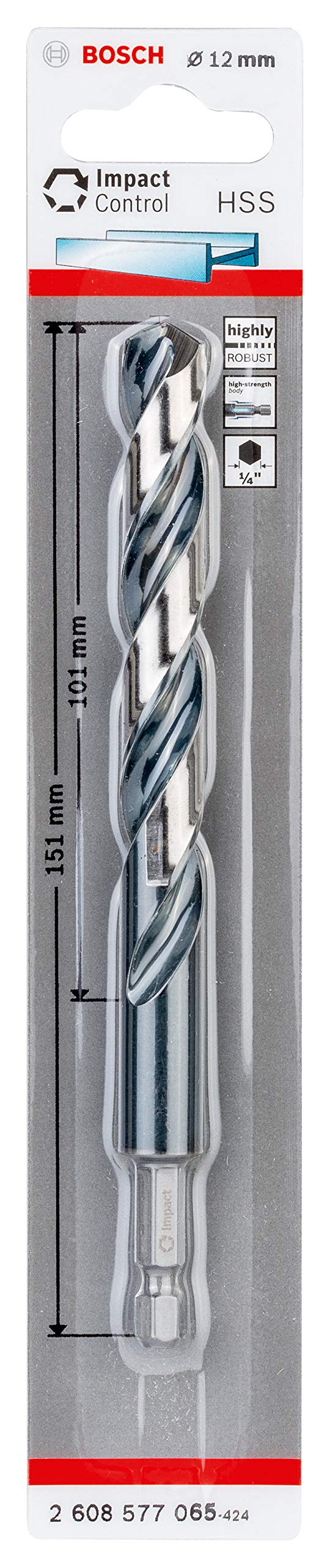 Bosch Bosch Professional Impact Control HSS Twist Drill Bit (for metal, 12 x 101 x 151 mm, accessories for impact drills)