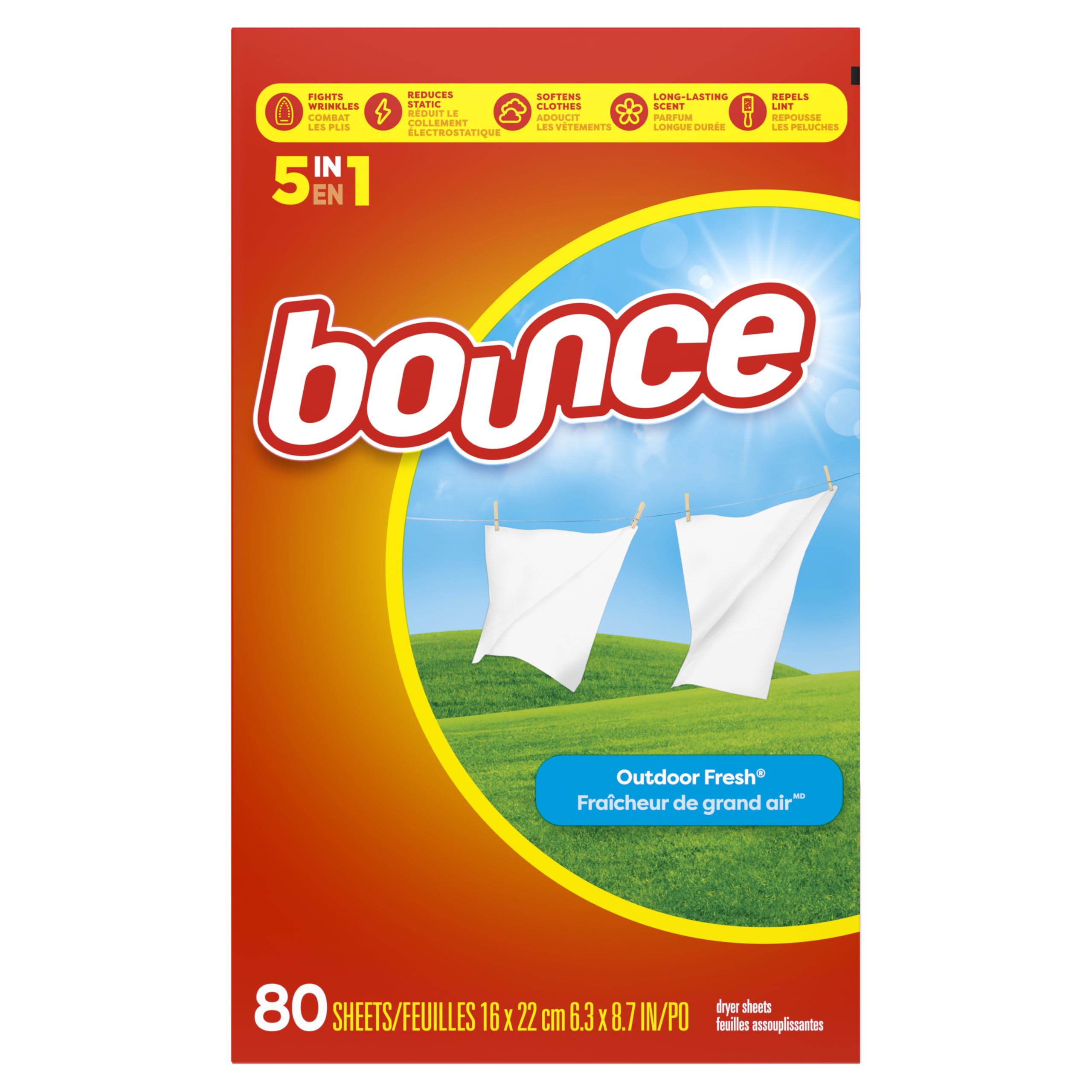 Bounce Kumaş yumuşak çarşaflar, dış mekan taze koku, 80 ct