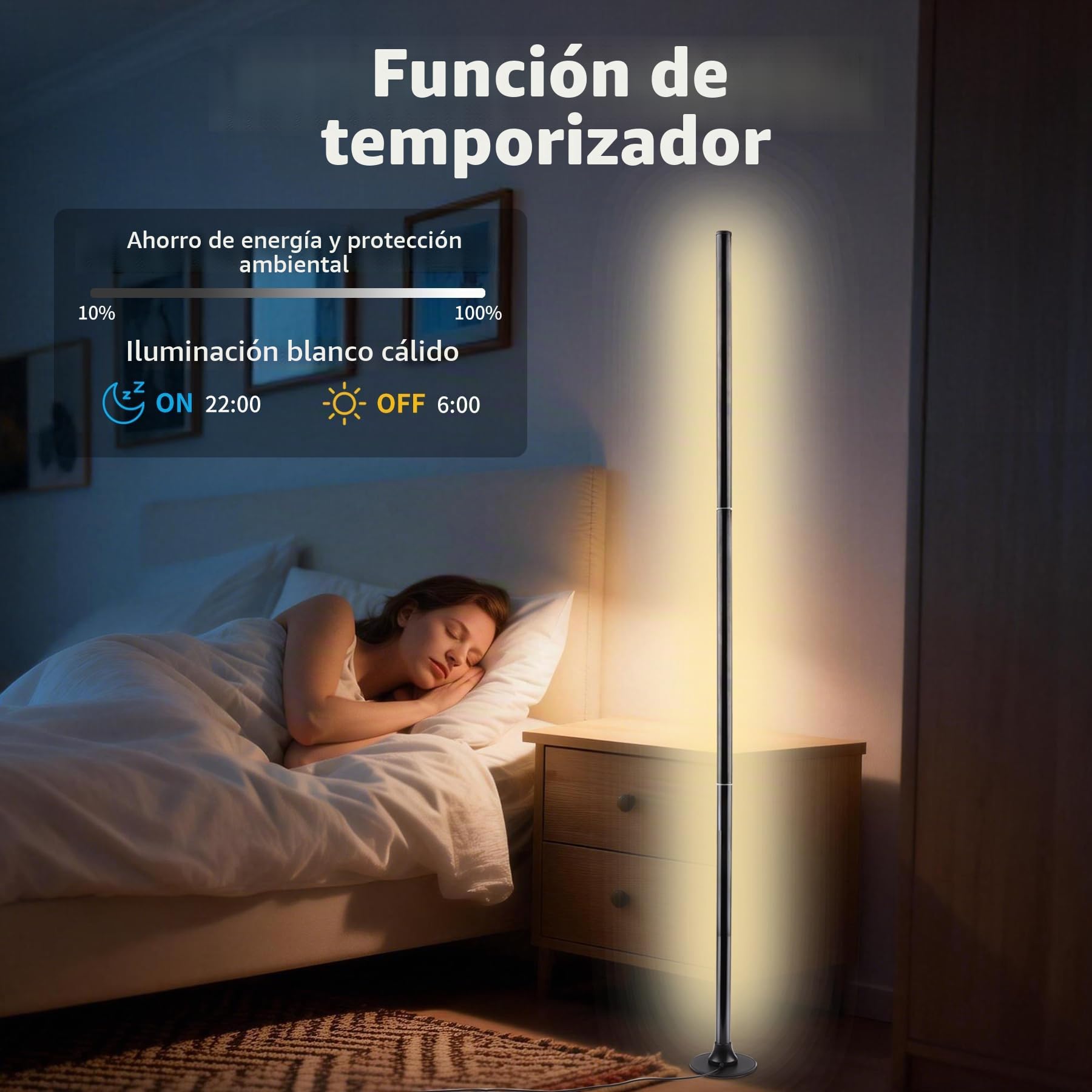 Lámpara de Pie LED RGB, Regulable con Mando y App, 16M Colores y Sincronización Musical, 120 cm, Angular Desmontable