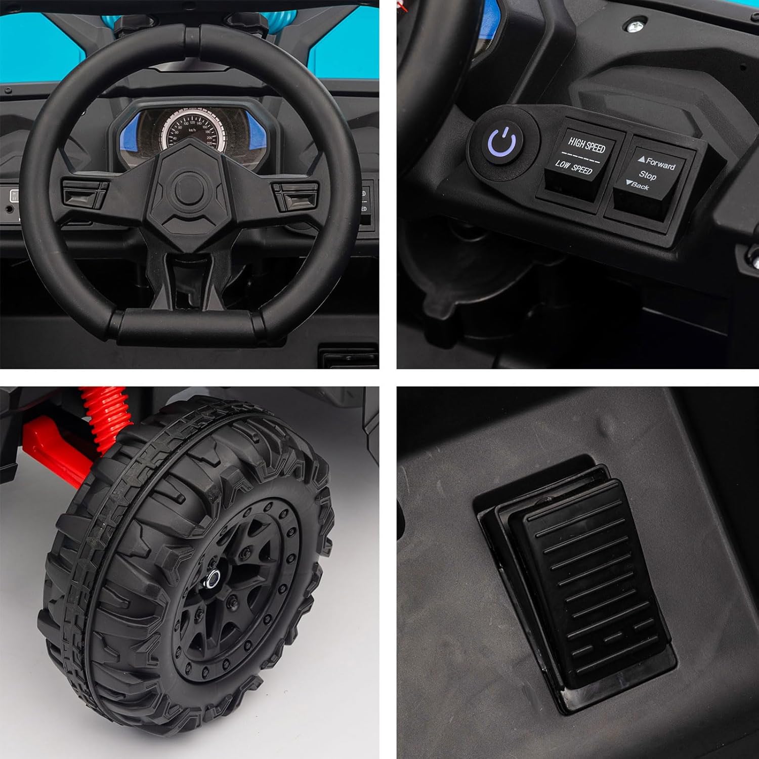 24V Kids Ride on Car with Remote Control, Electric Car for Kids, Ride on UTV for Boys Girls Music, Safety Belt, Safe Speed, 4WD, Soft Start, Shock Absorber (Blue, 24V)