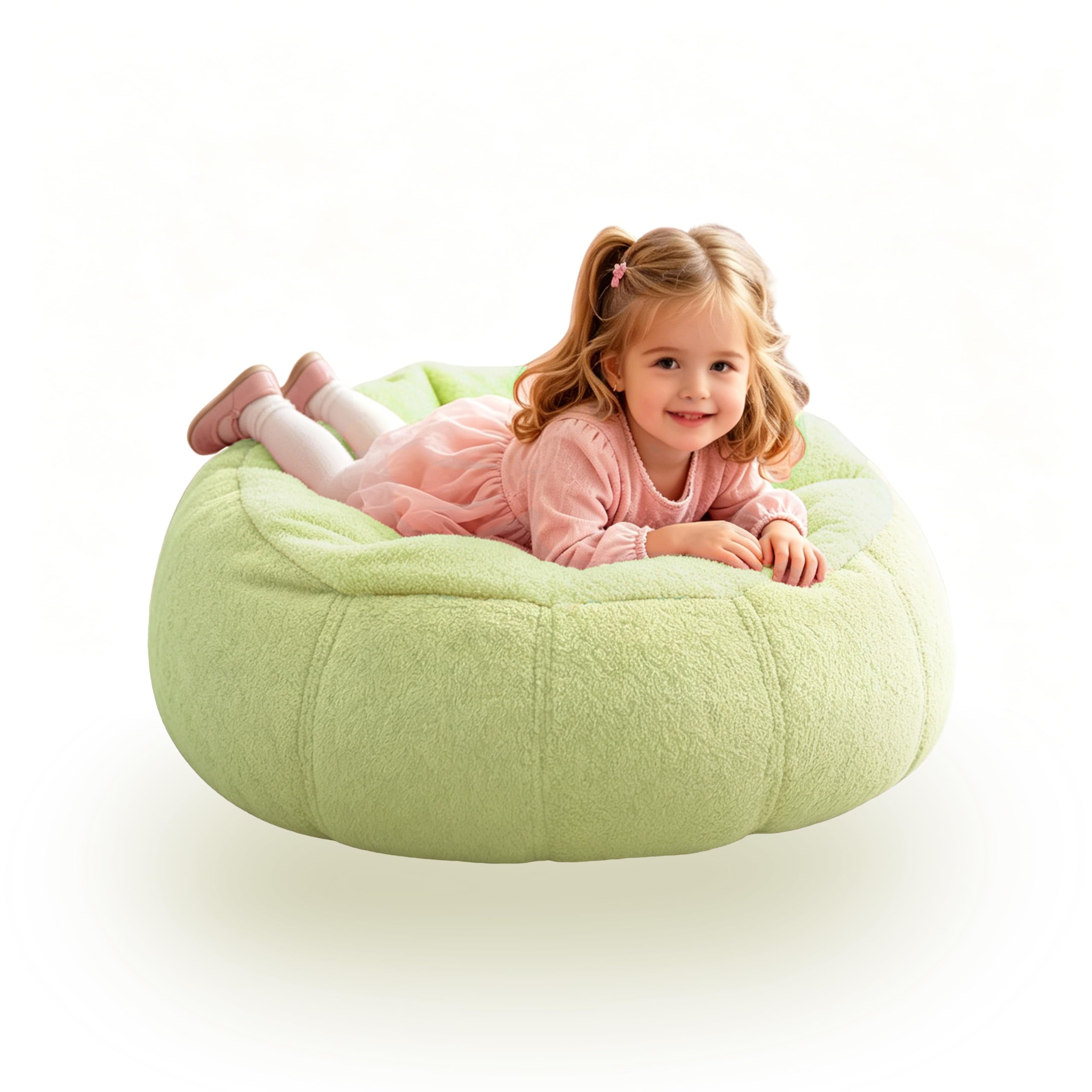 Photo 1 of MOMUMOMU Kids Bean Bag Chair Memory Foam Filled Toddler Chairs Comfy Beanbag Chair Sofa Couch for Girls and Boys Pets Dogs/Cats Playroom S Light Green