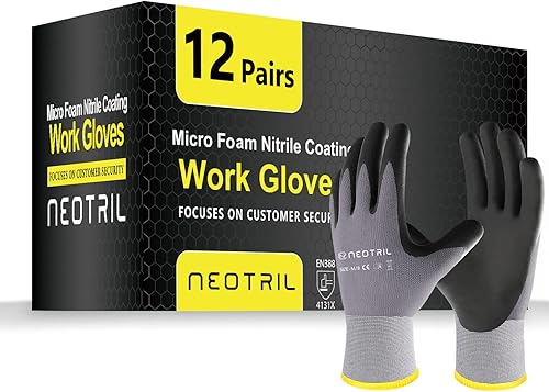 Guantes de trabajo de seguridad con revestimiento de nitrilo de microespuma, 361236 pares, guantes de trabajo de nailon transpirable para hombres y