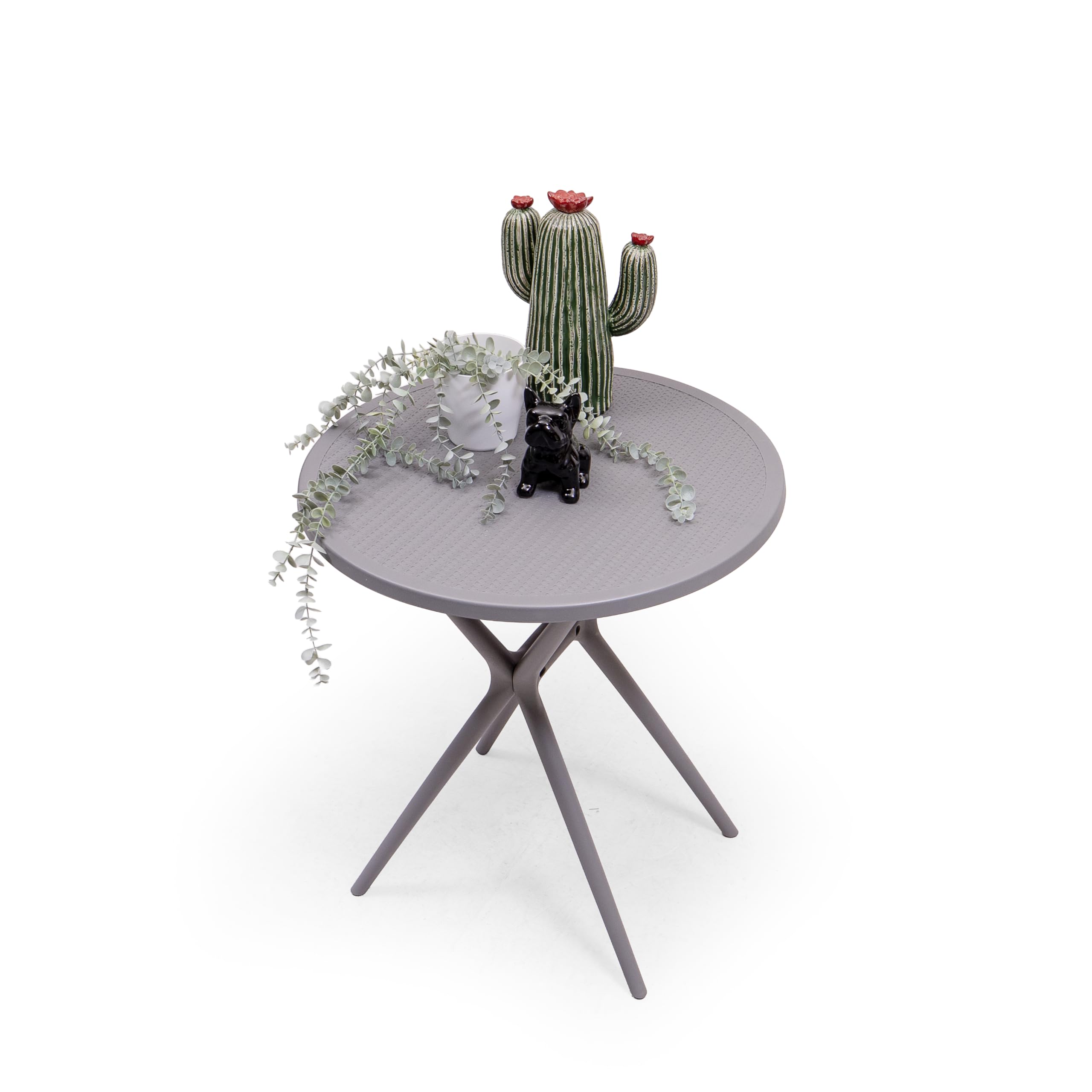 Homely – Mesa velador Redondo para jardín JARA | 65 cm Diámetro, 75 cm Alto | Polipropileno Material idoneo para Exterior | Color Gris