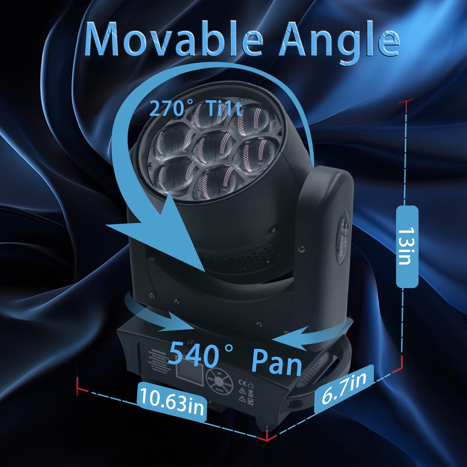 Moving Head Light 7x40W RGBW 4in1 LED Beam Wash Zoom Effect Bee Eye Stage Lighting Spot Lights with DMX Sound Auto Control DJ Light for Party Disco Show Bar Concert Club Wedding Hall Theater